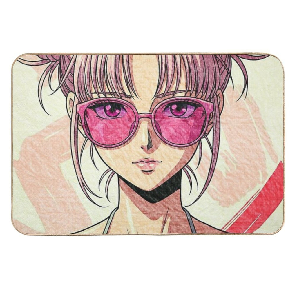 90s Anime Girl Design  Repositionable Bath Mat
