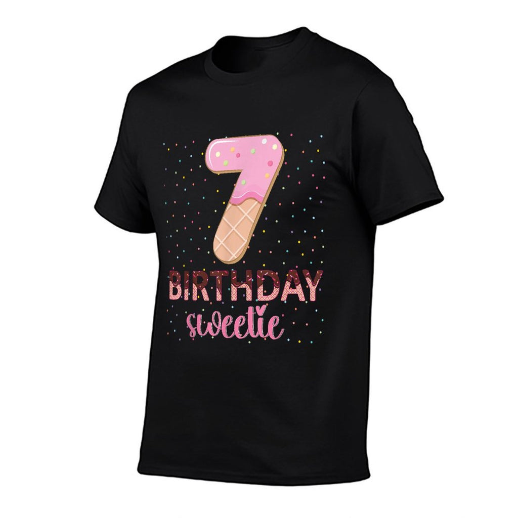 7th Birthday Sweetie Ice Cream Girl 7 Years Old B-day  Easy-care T-Shirt