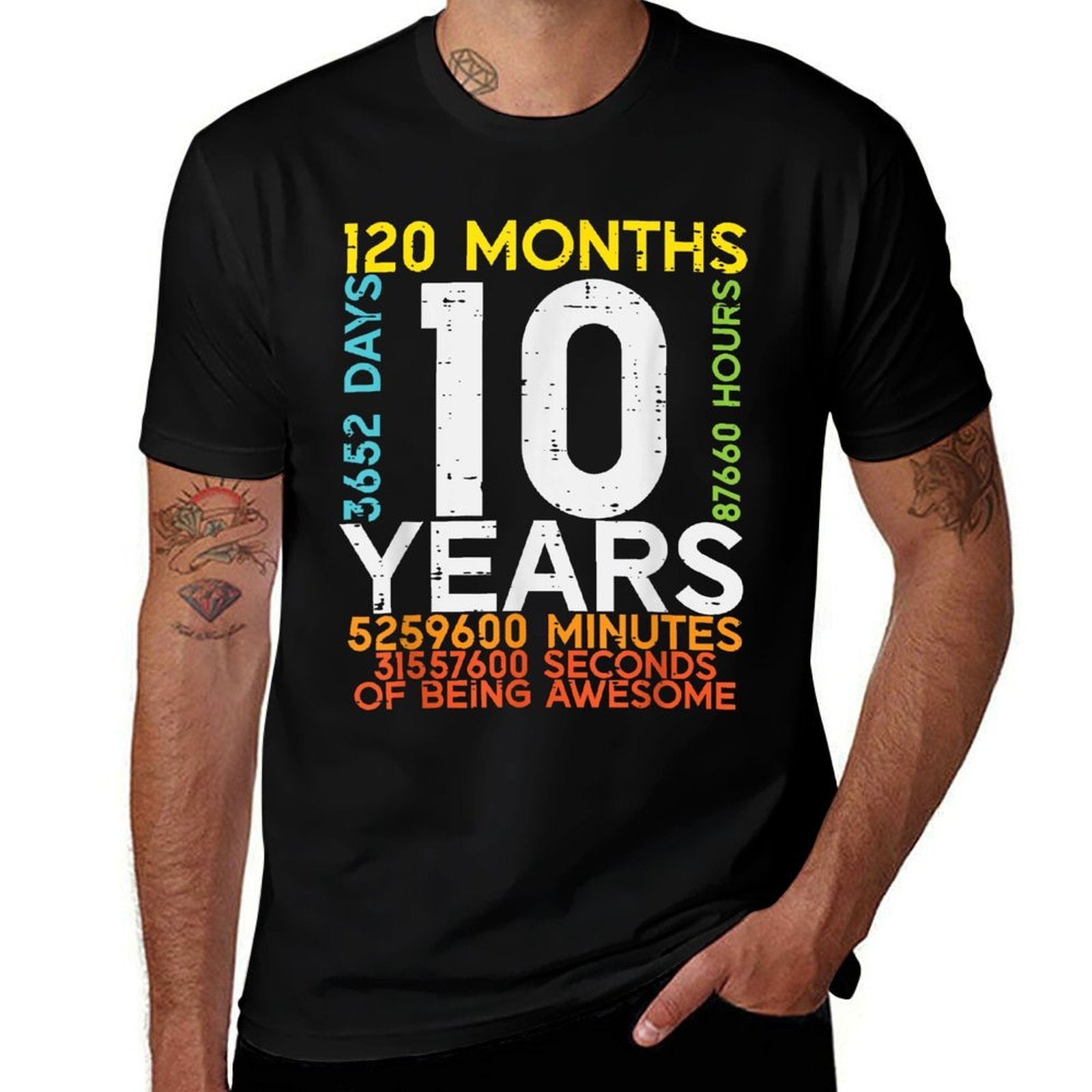 10 Years 120 Months 3652 Days 10th Birthday Boys Girls Kids  Affordable Price T-Shirt