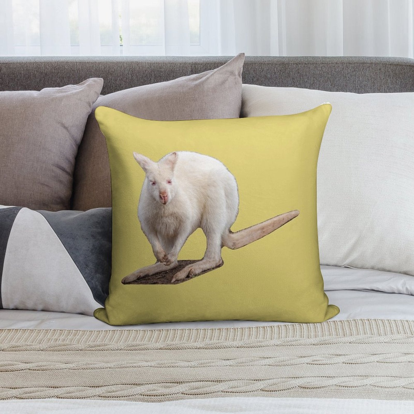 Albino Wallaby Soft Skin-Friendly Throw Pillow
