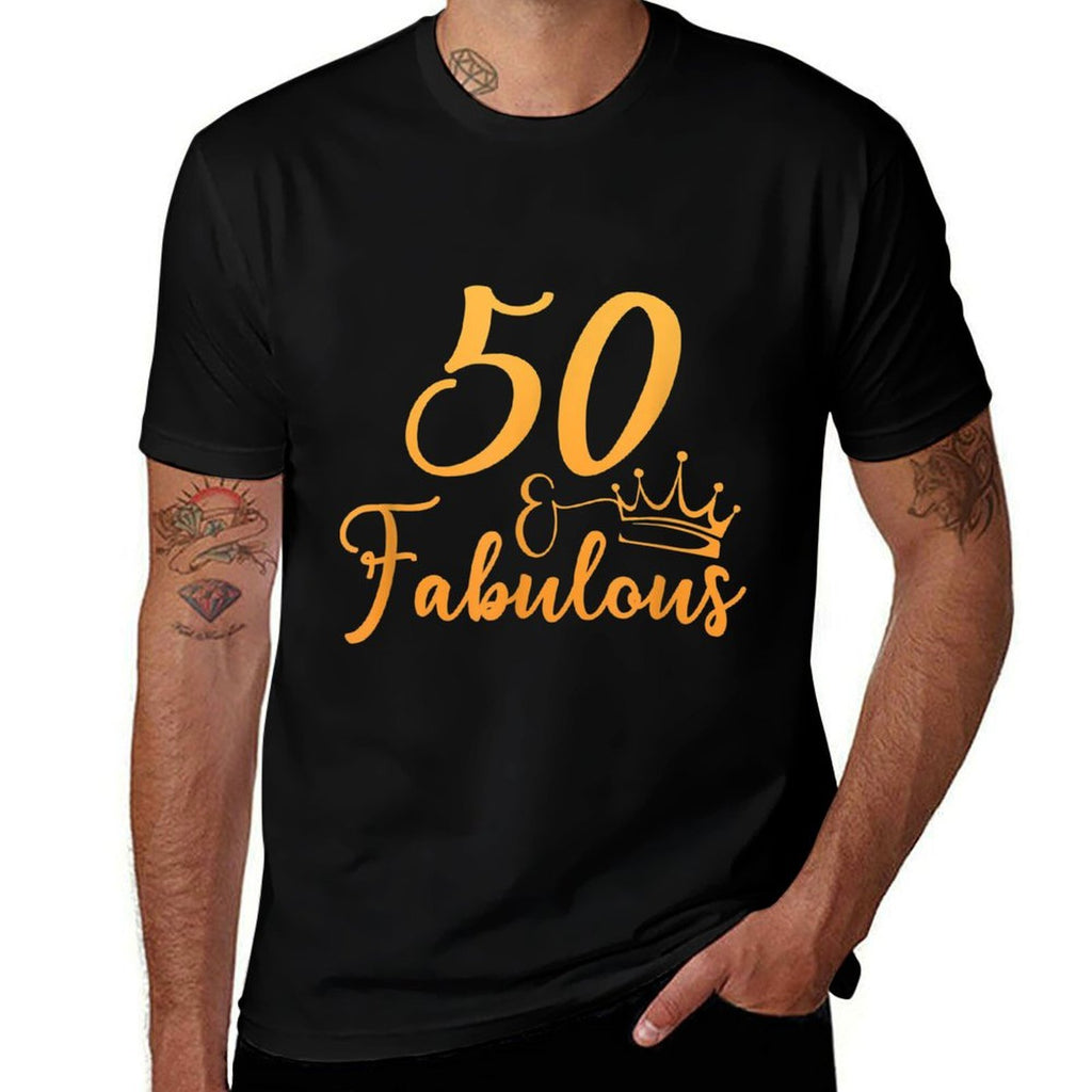 50 And Fabulous 50th Birthday Party Crown  Heathered Texture T-Shirt