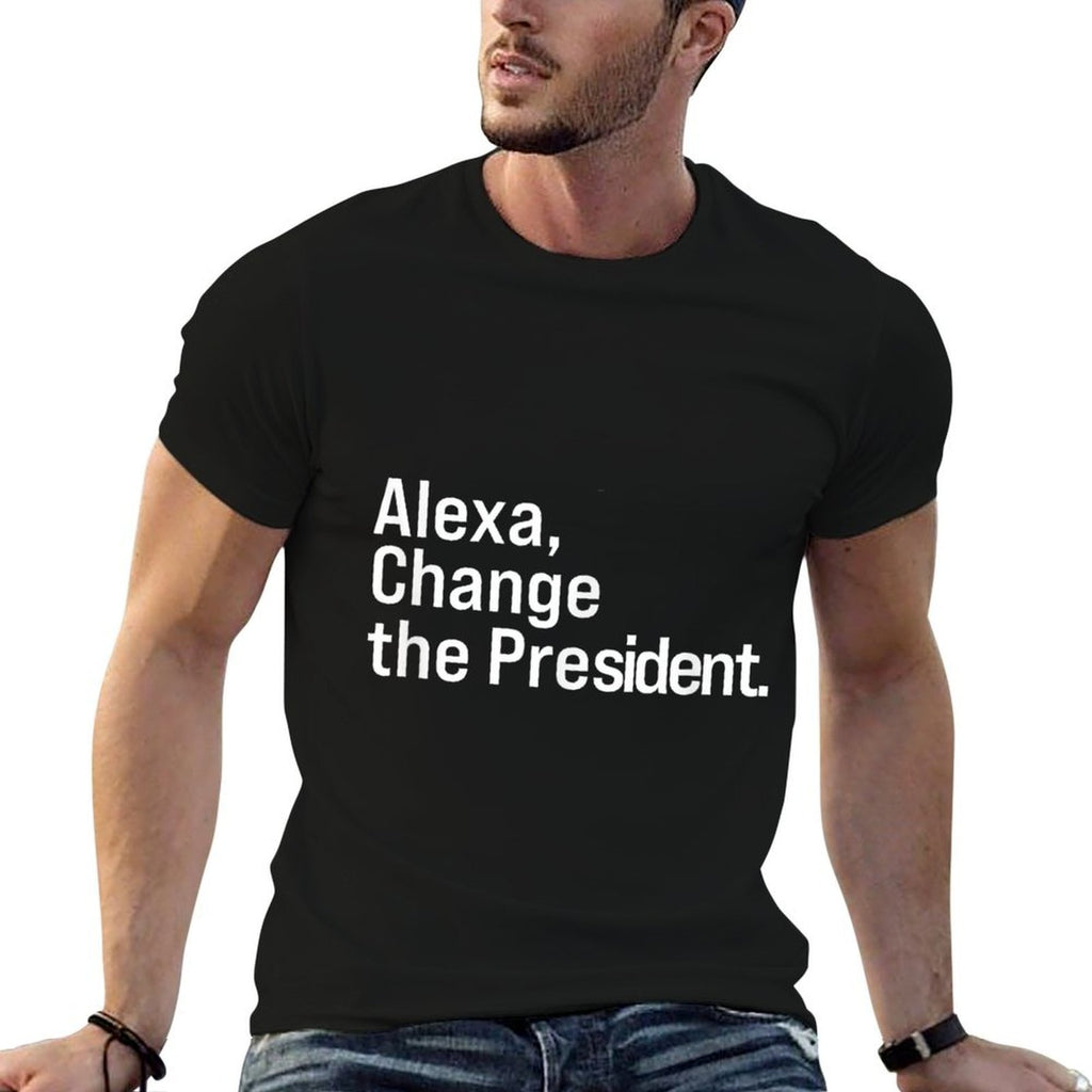 Alexa, Change The President Anti Trump Funny  Polyester Blend T-Shirt