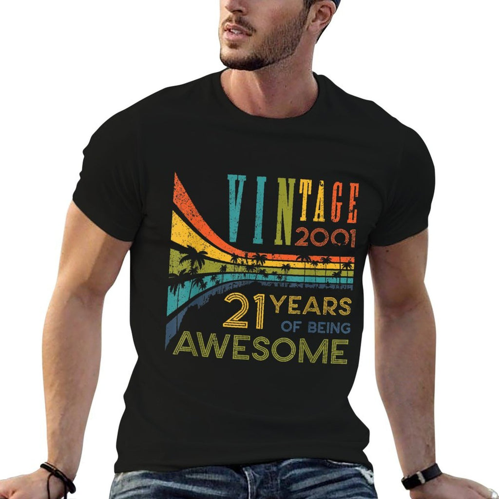 21 Year Old Of Being Awesome Vintage 2001 21st Birthday  Easy-care T-Shirt