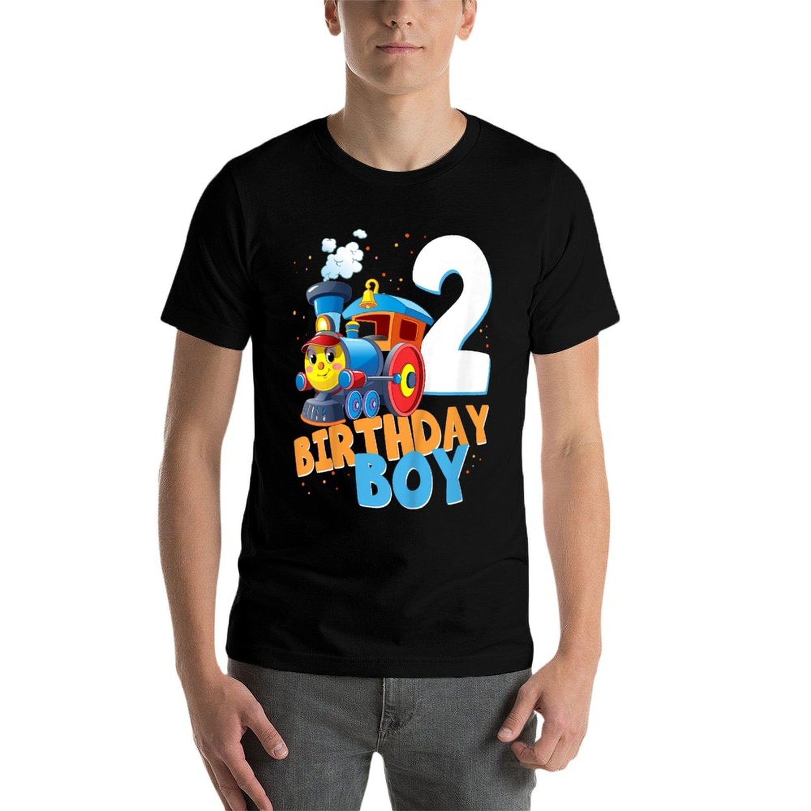 2nd Birthday Train Boys Girls 2 Years Old I'm Two Gift  Trendy Pattern T-Shirt