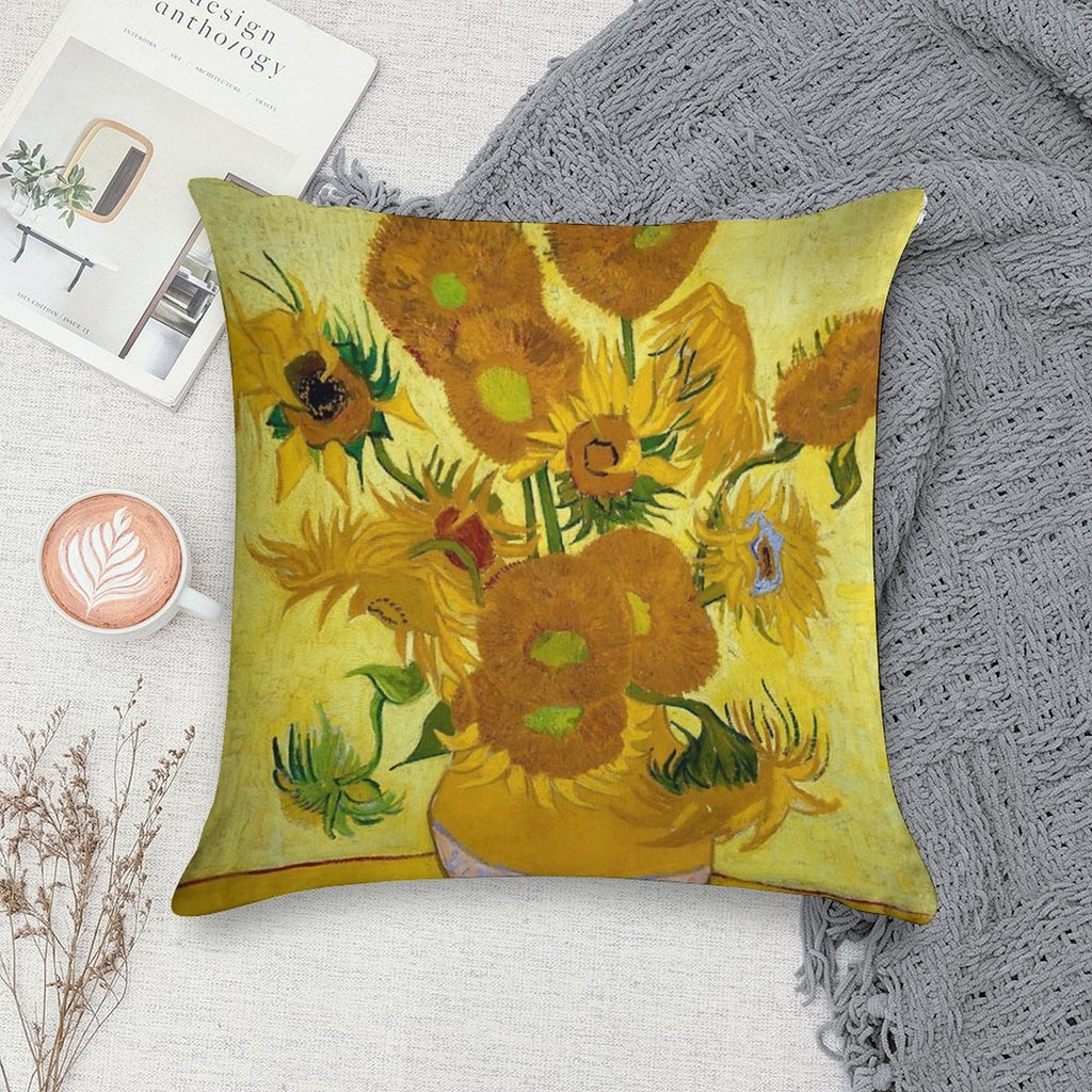 1889-Vincent Van Gogh-Sunflowers-73x95 Soft Home Decor Throw Pillow