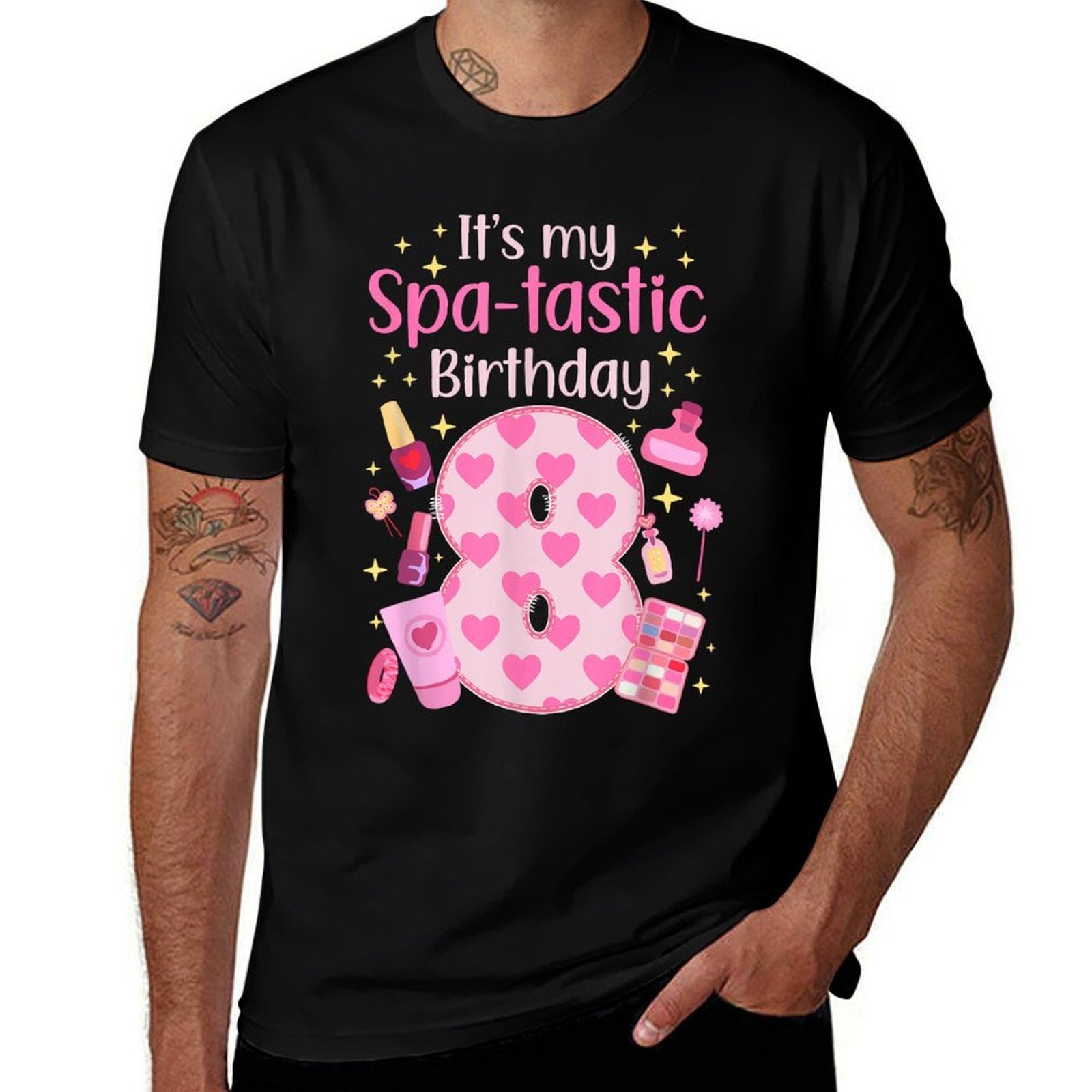 8th Spa Birthday Eight Year Old Spa B-Day Girls Spa Party  Lightweight T-Shirt