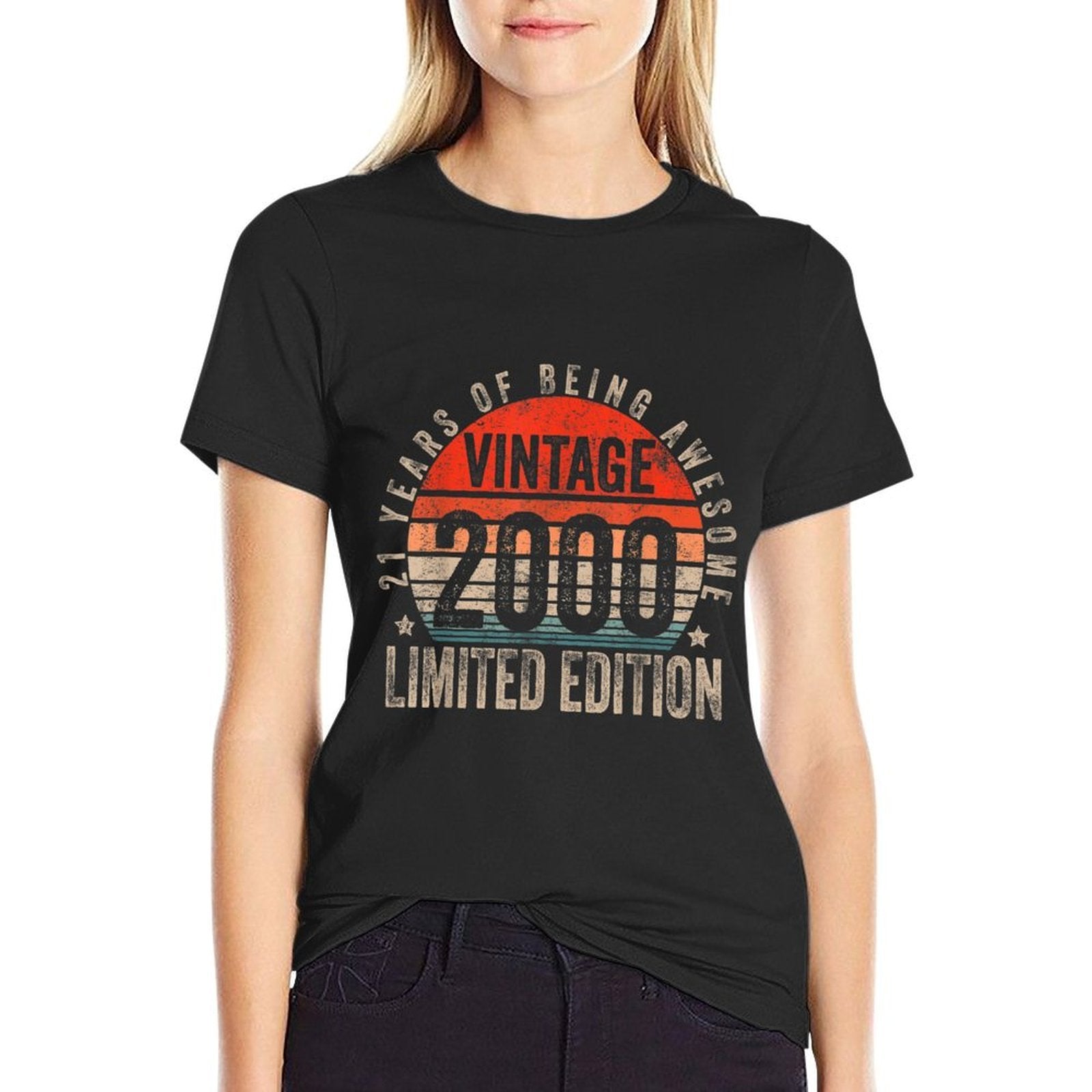 21 Year Old Gifts Vintage 2000 Limited Edition 21st Birthday  Oversized Silhouette T-Shirt
