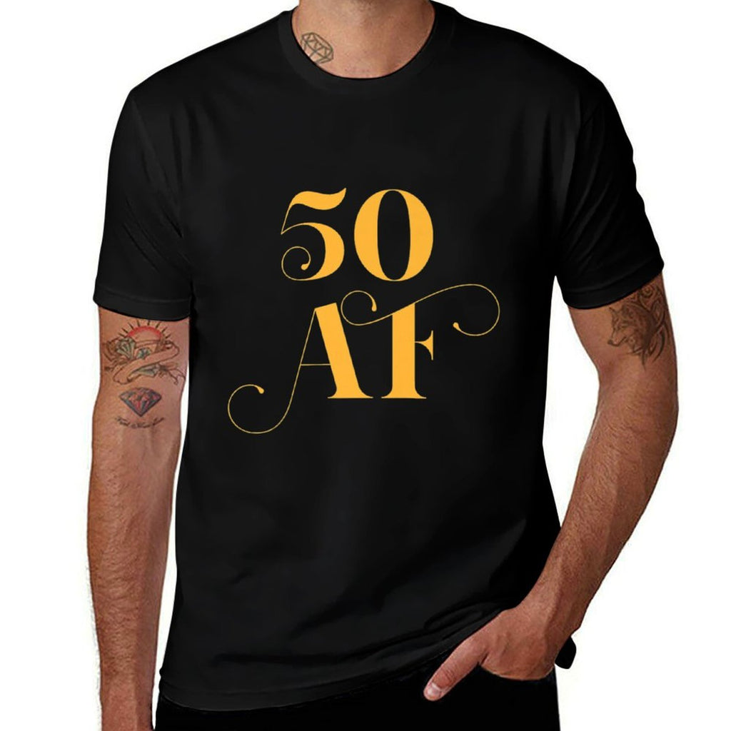 50 AF  50 Years Old  Fancy Golden Yellow 50th Birthday Premium  Polyester Blend T-Shirt