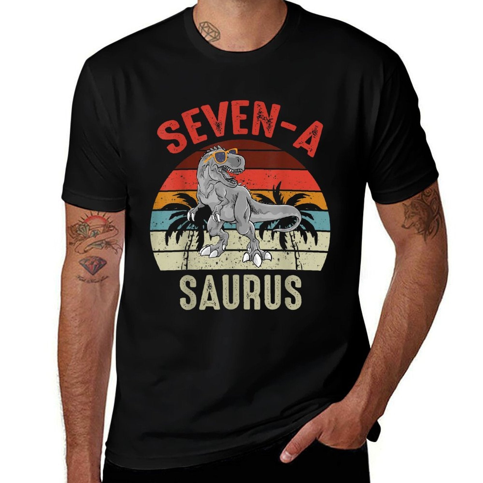 7 Years Old 7th Birthday Boy Seven A Saurus Dinosaur Lover  Tagless Design T-Shirt