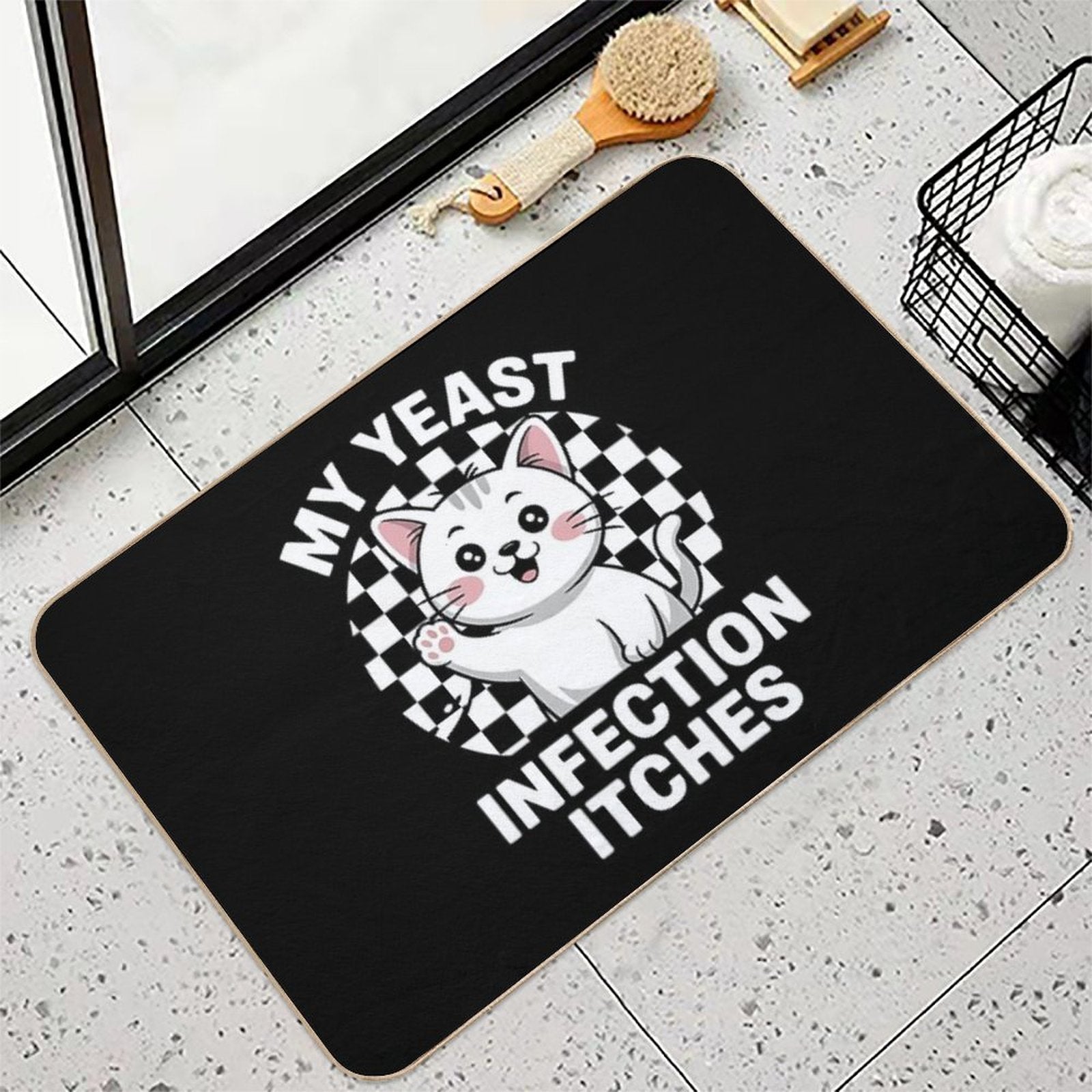 My Yeast Infection Itches Meme Adult Humor Weird Cat  Eco-Friendly Bath Mat