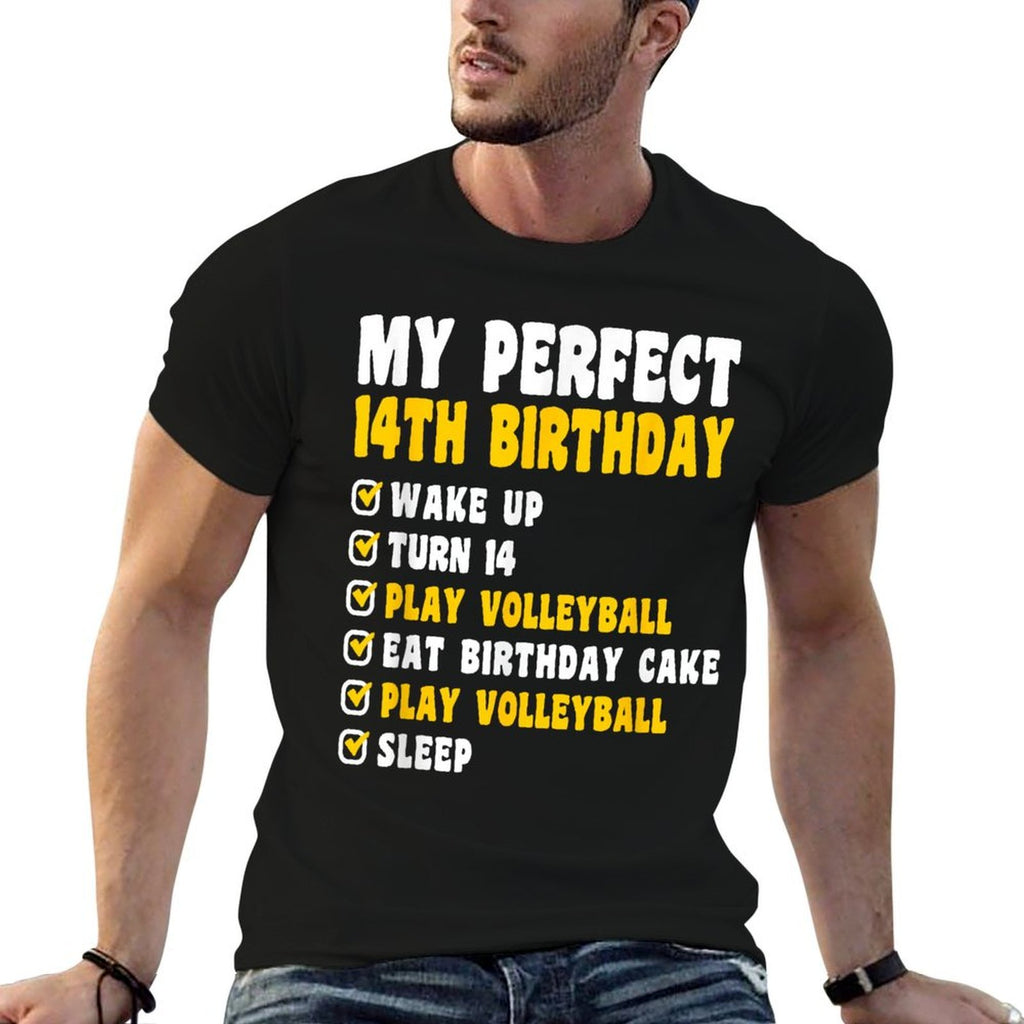 14 Year Old Perfect 14th Birthday Volleyball 14th Birthday  Fade-proof Color T-Shirt