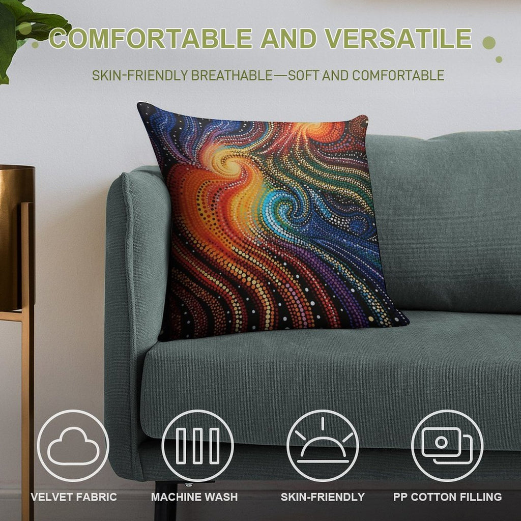 Aboriginal Authentic Art - Hot And Cold Swirls Soft Shrink-Resistant Throw Pillow