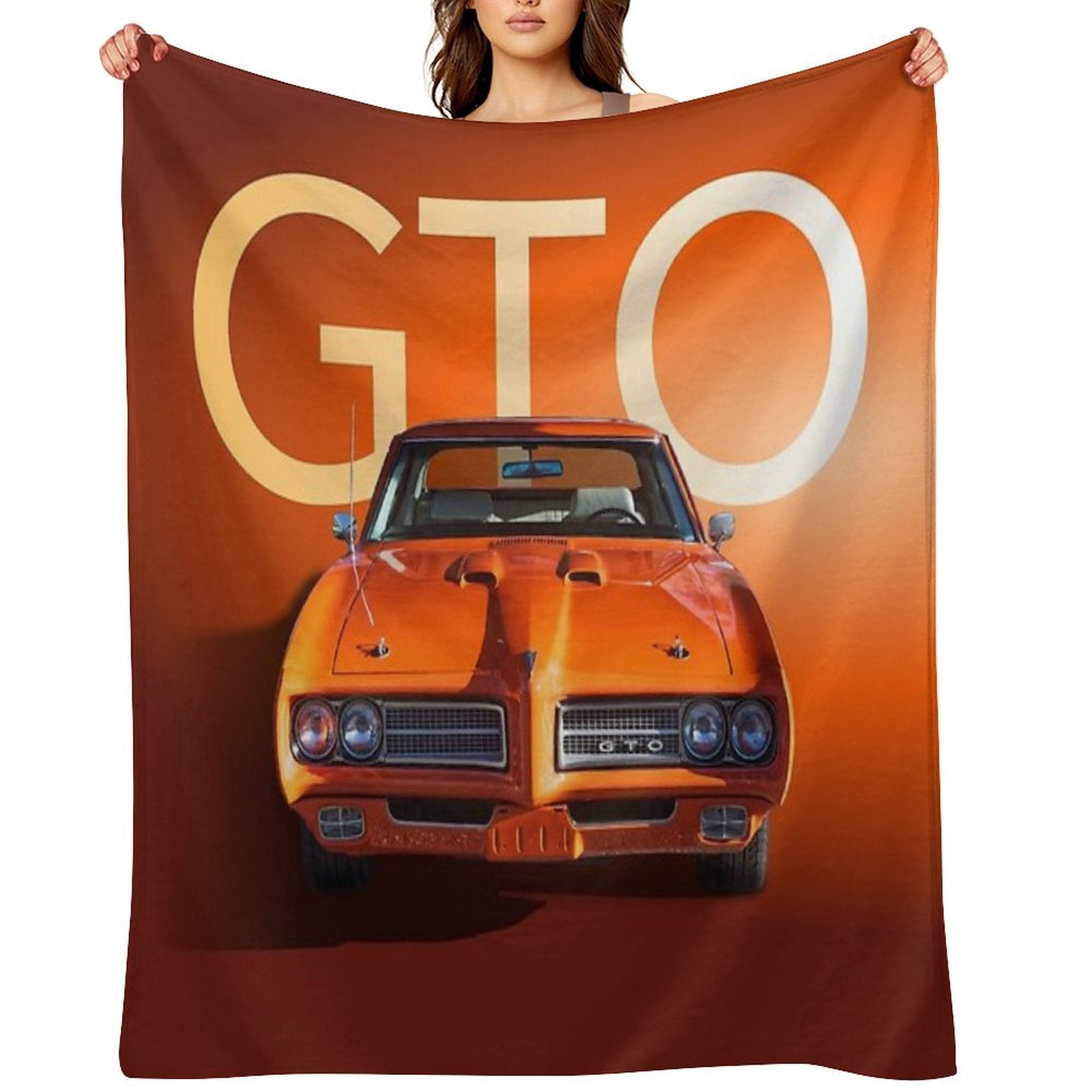 1969 Orange GTO Plush Throw Blanket
