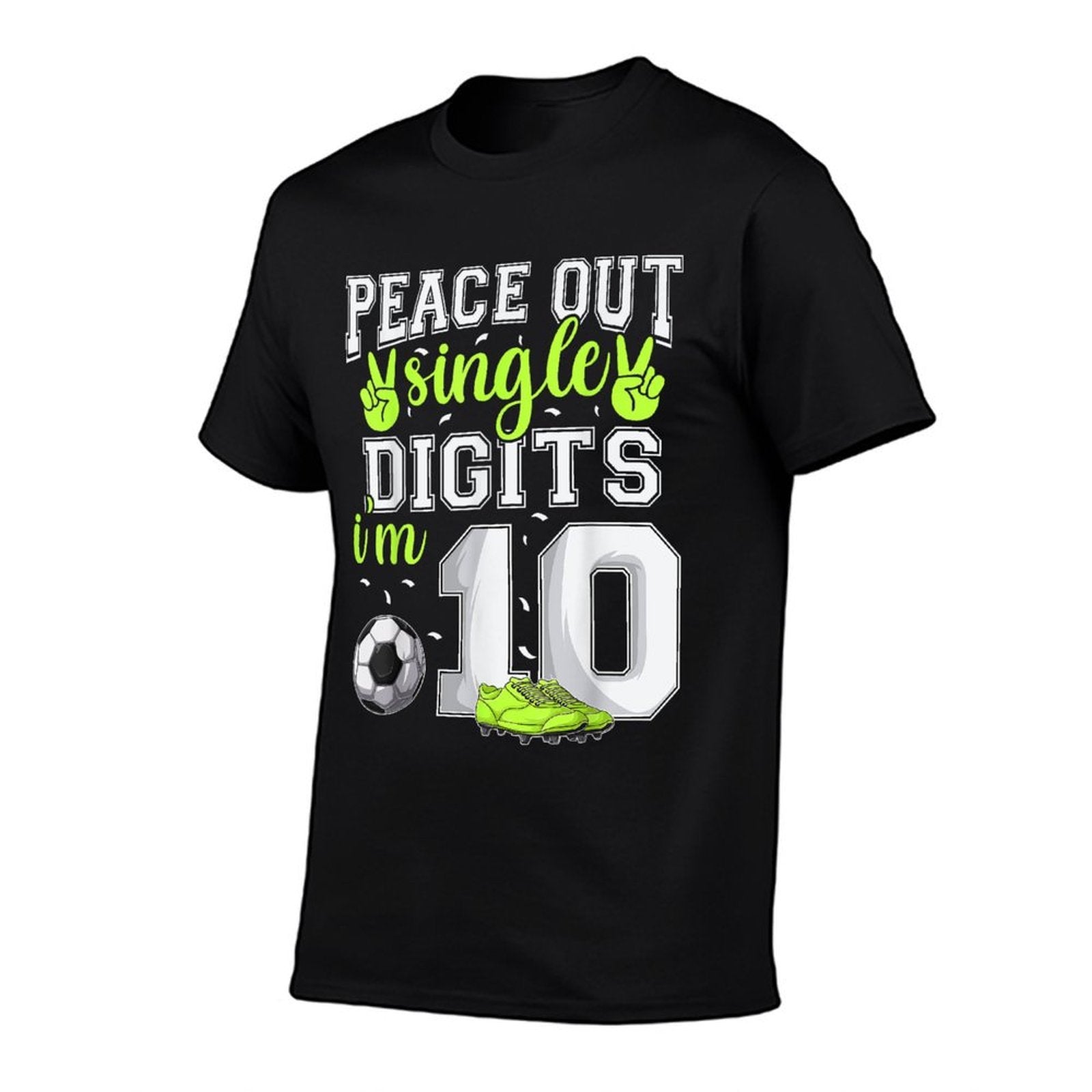 10th Birthday Boys Soccer Peace Out Single Digits  Lightweight T-Shirt