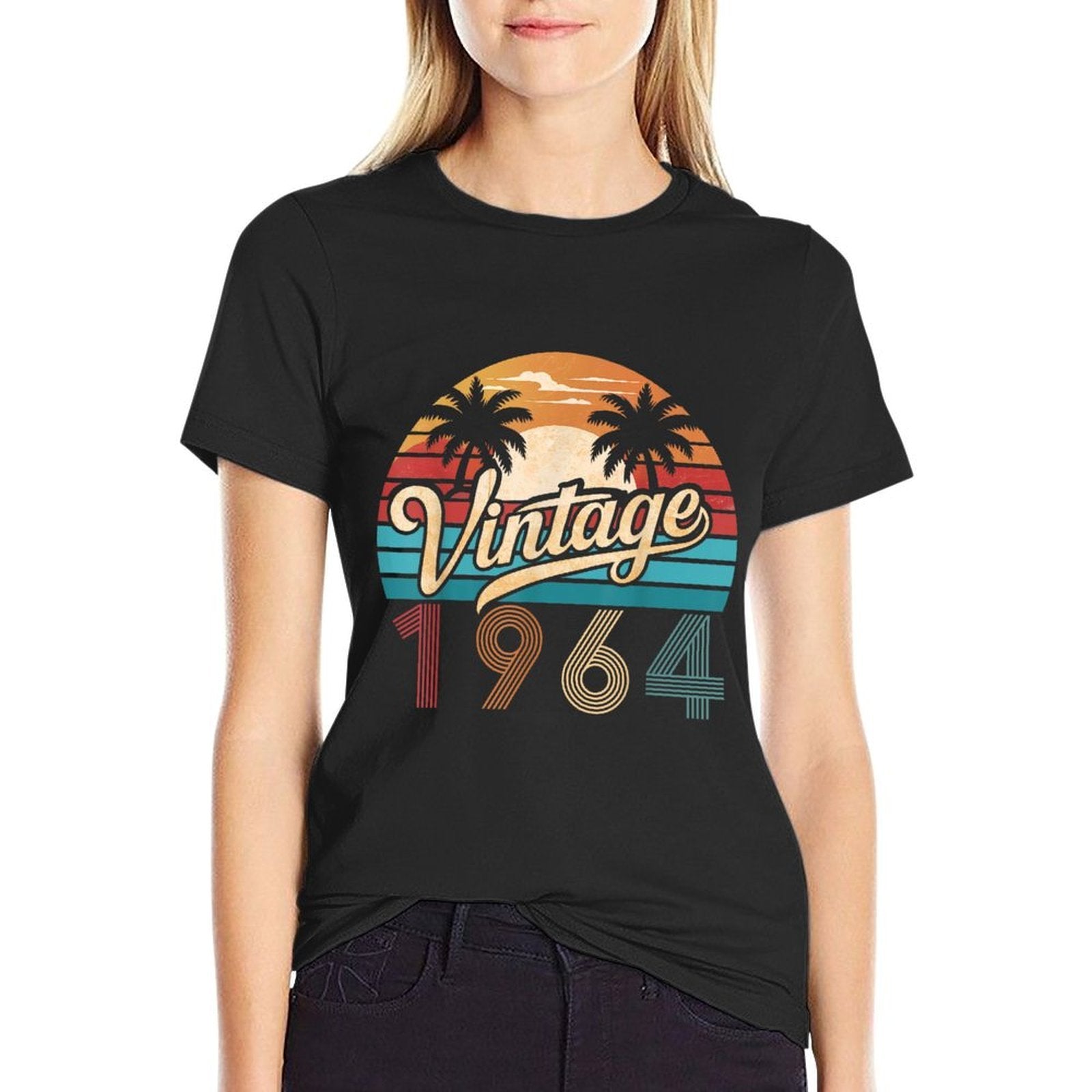 60th Birthday Retro Vintage Born In 1964 60 Years Old Gift  Fade-proof Color T-Shirt