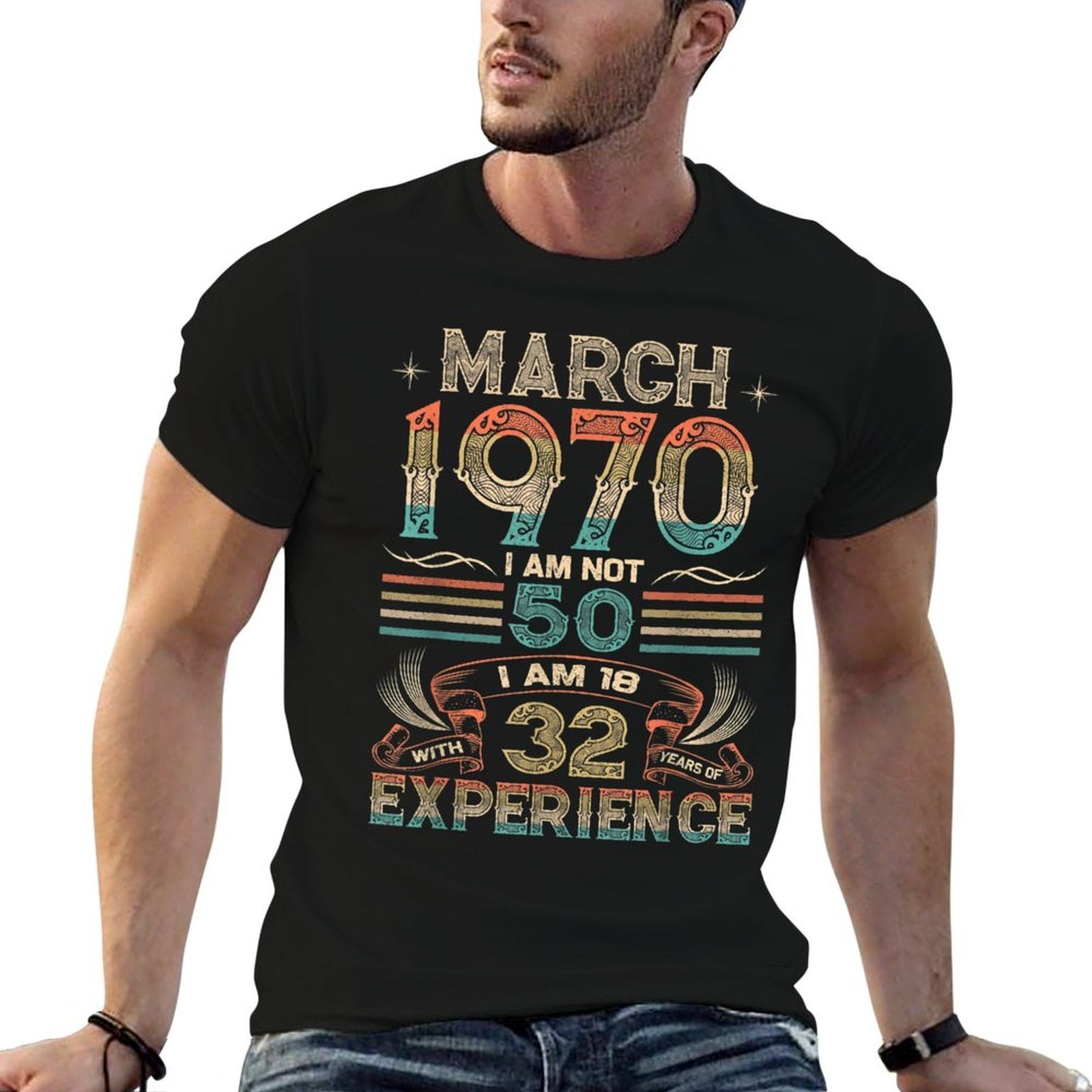 50 Year Old Gift 50th Birthday March 1970  Wrinkle-resistant T-Shirt