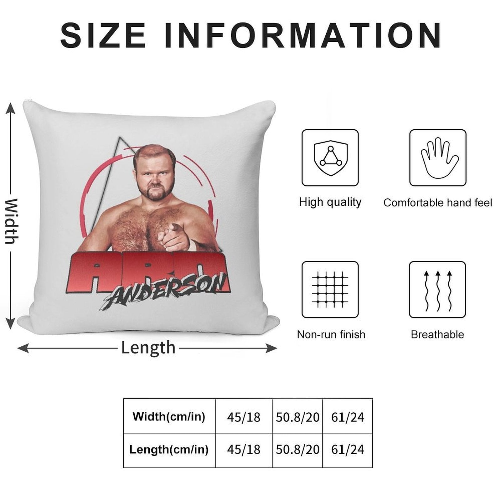 Arn Anderson 70s80s Vintage Pro Wrestling Soft Washable Throw Pillow