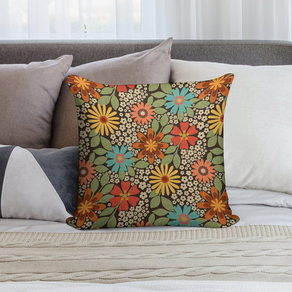 70s Retro Florals Soft Multiple Sizes Throw Pillow