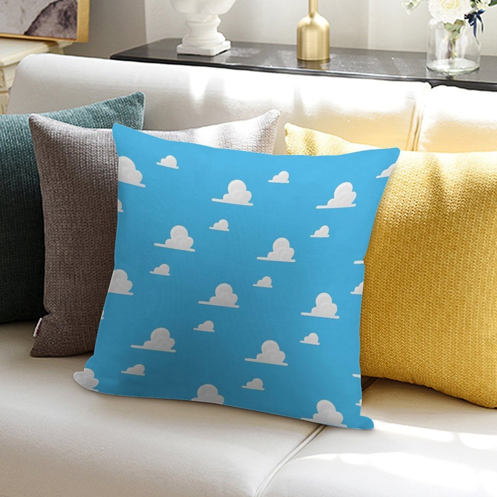 Andy's Room Wallpaper - Blue Skies for A Sheriff And A Space Ranger! Soft Luxury Feel Throw Pillow