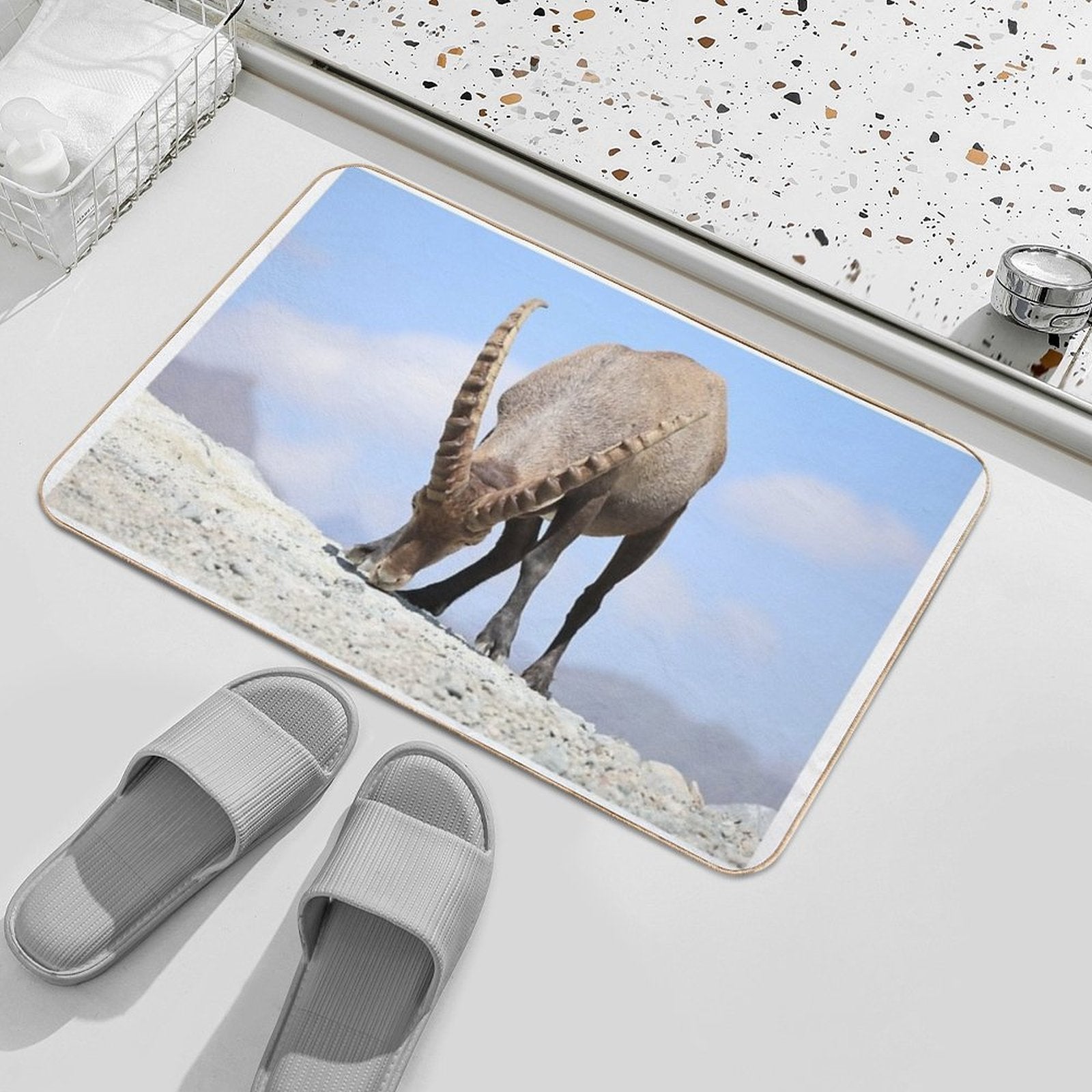 Alpine Ibex at Grand Méan  Anti-Trip Bath Mat