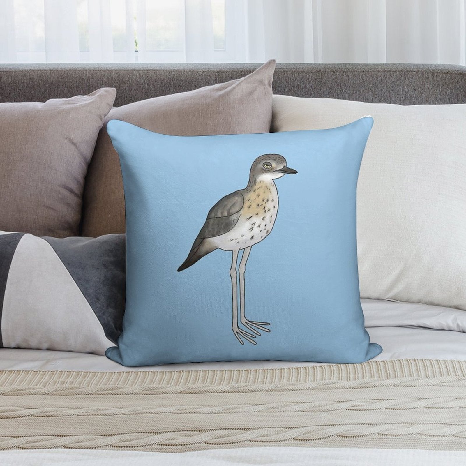 Annoyed Bush Stone Curlew Soft High-Density Material Throw Pillow