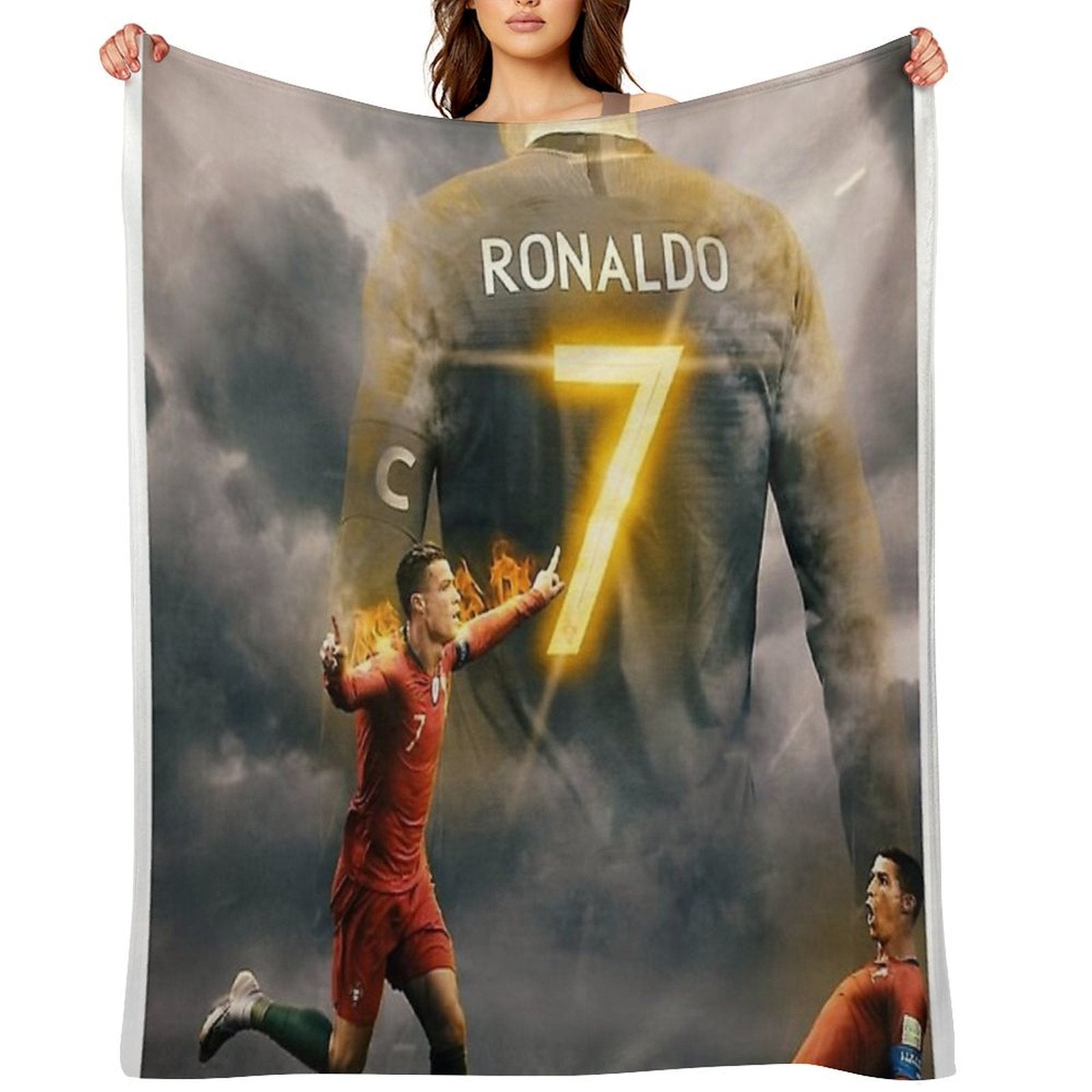 Aesthetic Ronaldo Poster Plush Throw Blanket
