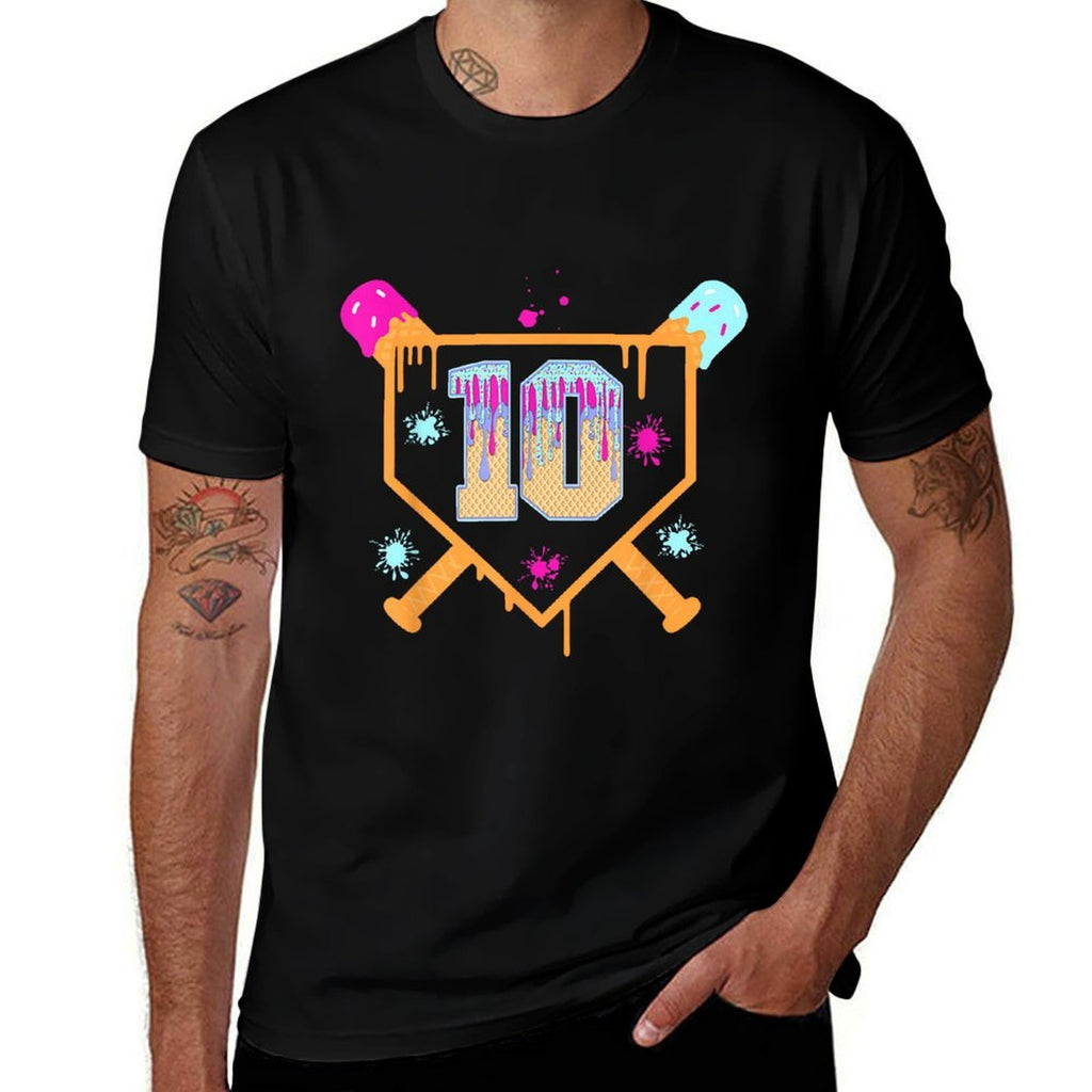 10th Birthday for Boys Baseball Drip 10 Year Old  Durable T-Shirt