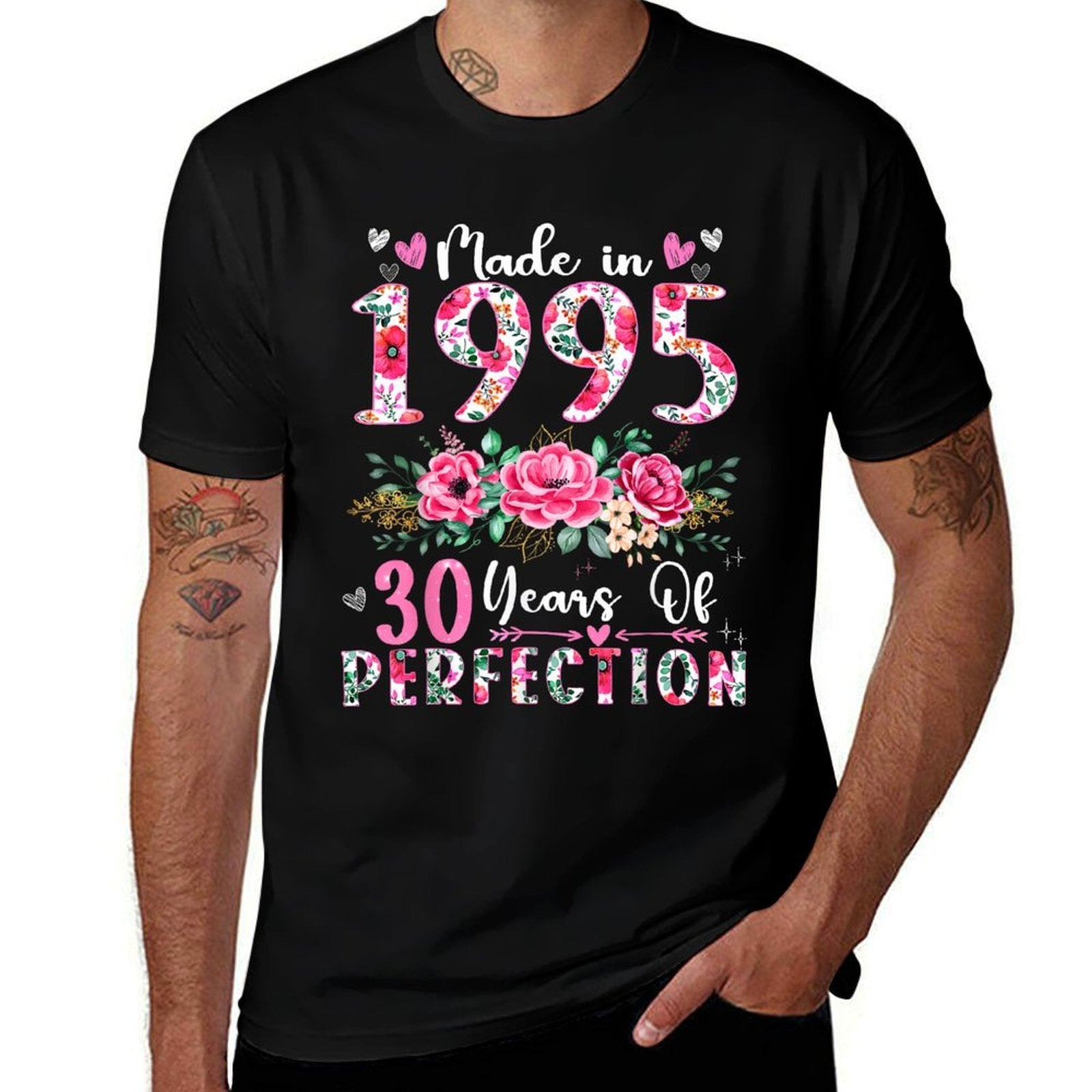 30 Year Old Made In 1995 Floral 30th Birthday Women  Summer-ready Fabric T-Shirt
