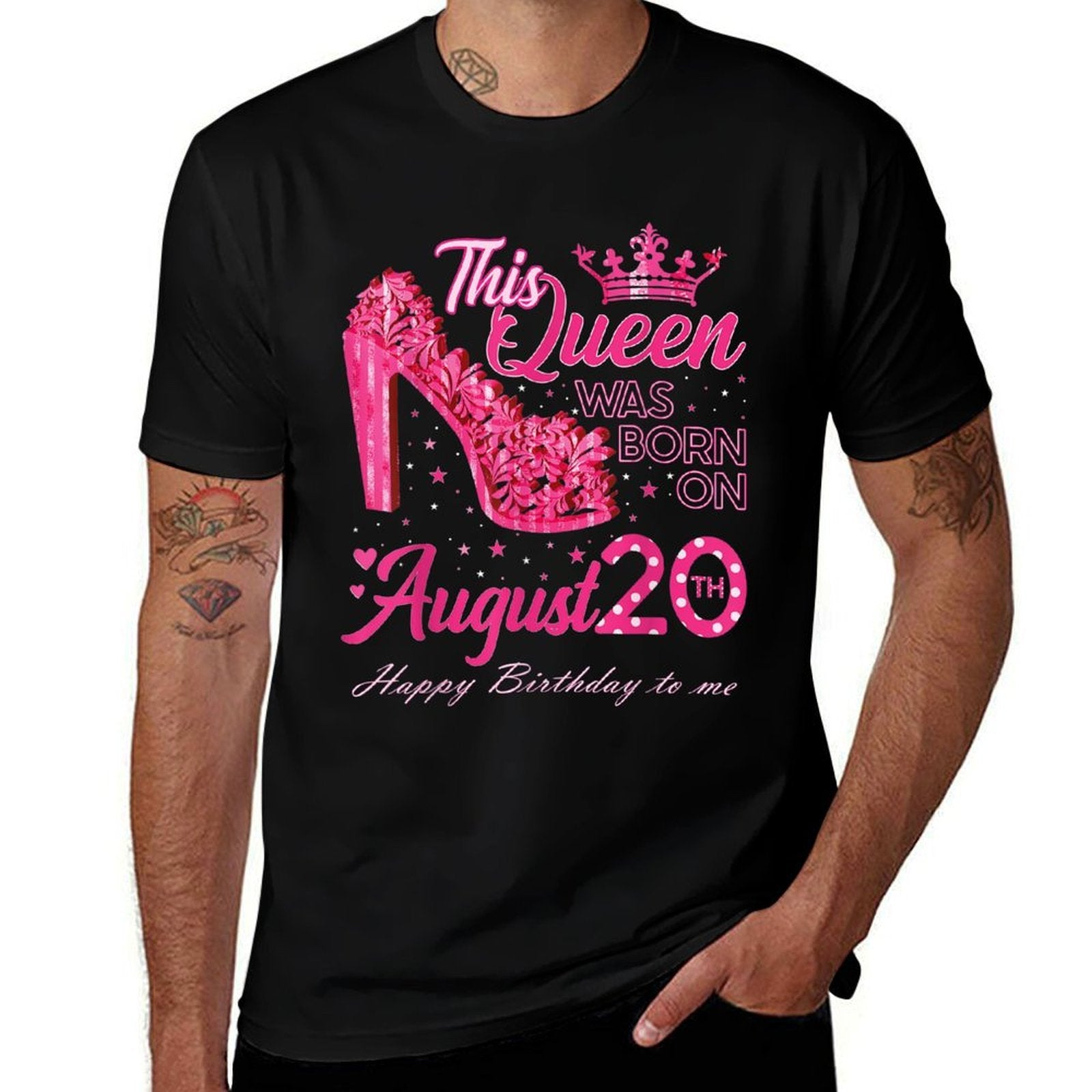 A Queen Was Born on August 20 High Heel August 20th Birthday  Affordable Price T-Shirt