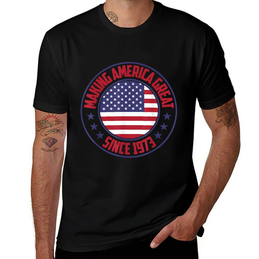 50th Birthday Great Since 1973s Proud American  Moisture-wicking T-Shirt