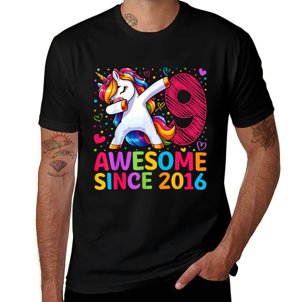 9 Year Old Unicorn Dabbing 9th Birthday Girl Party  Soft T-Shirt
