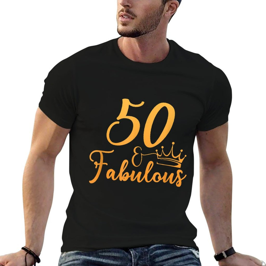 50 And Fabulous 50th Birthday Party Crown  Heathered Texture T-Shirt