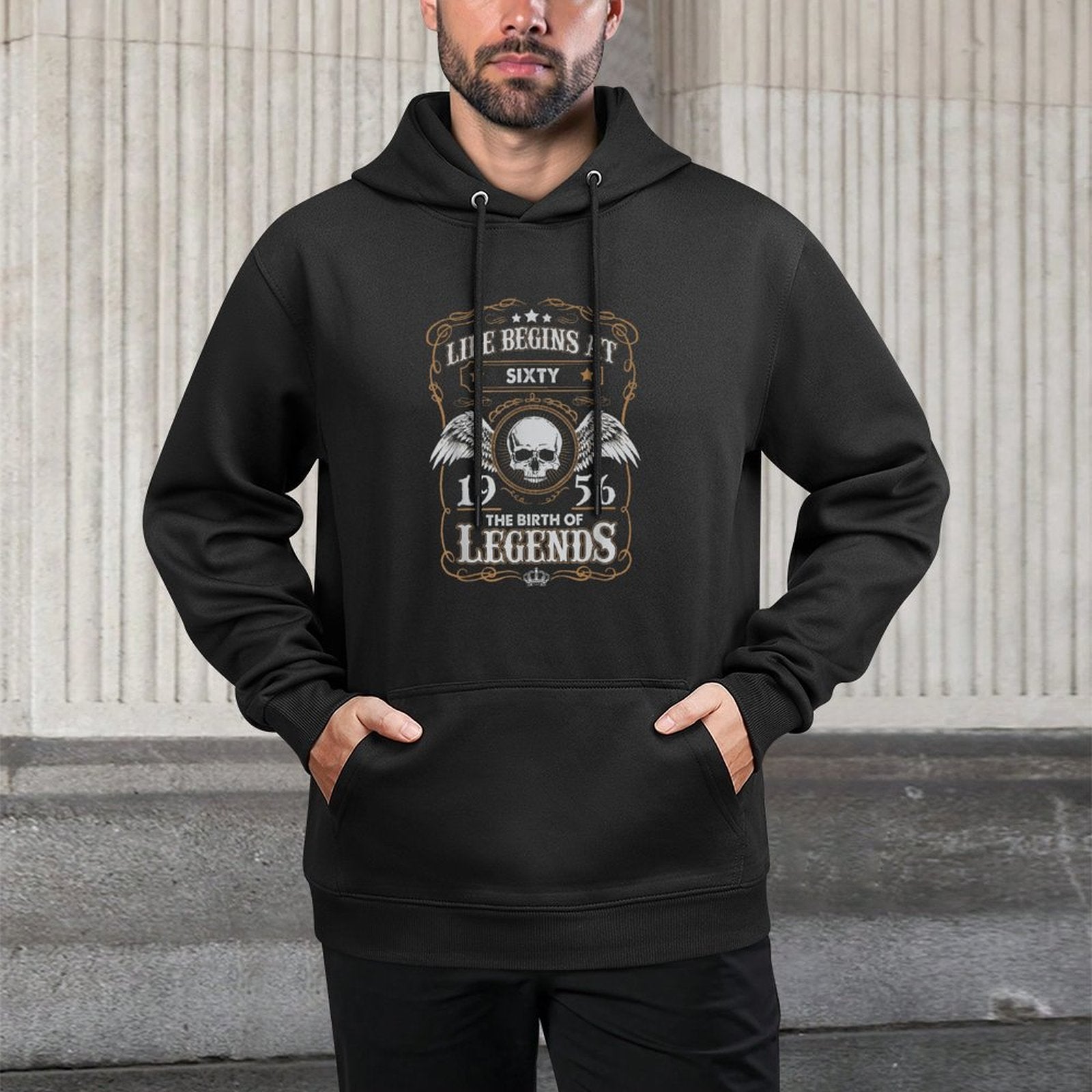 60th Birthday Gift 1956 Sixty Years Old Skull Machine Washable Hoodie
