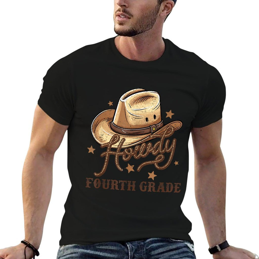 4th Grade Teacher Rodeo Country Western Howdy Fourth Grade  Oversized Silhouette T-Shirt
