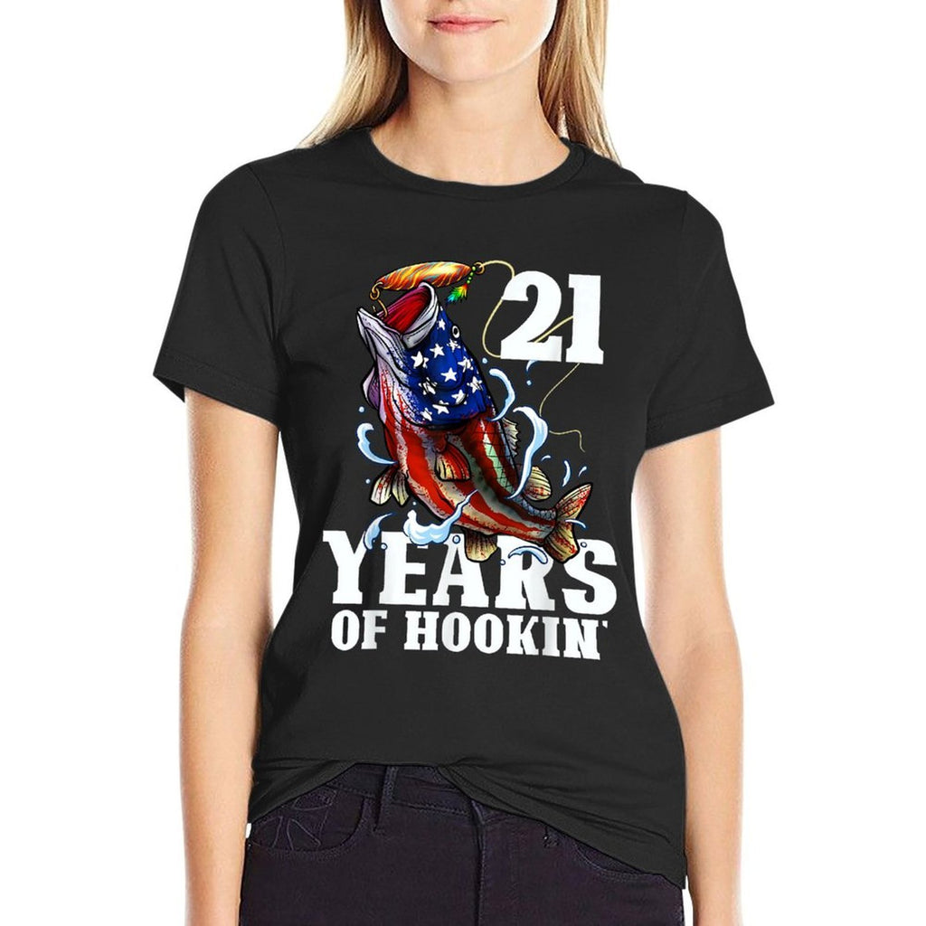 21 Years Of Hookin' Funny America Bass Fishing 21st Birthday  Breathable T-Shirt