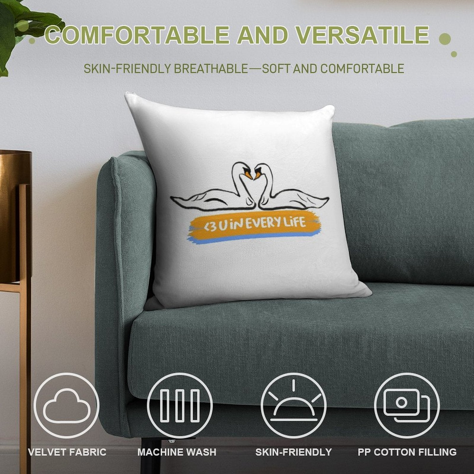 3 U in Every Life Soft Home Decor Throw Pillow