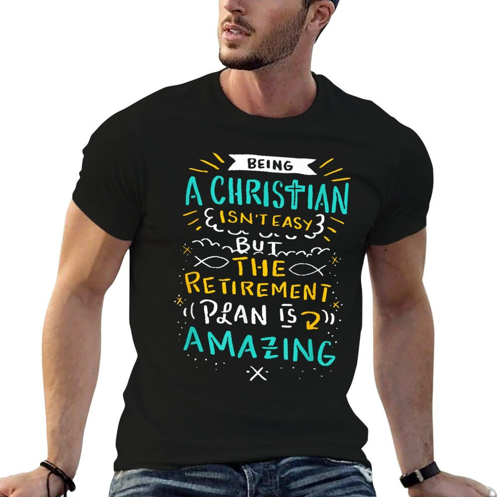 Amazing Retirement Plan - Funny Church & Christian Gift  Ribbed Collar T-Shirt