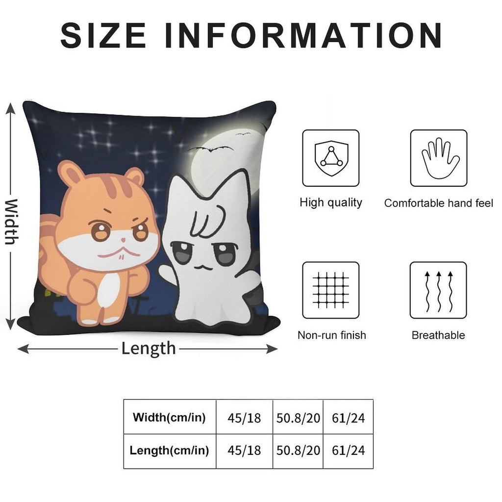 Aniteez Halloween Jjoongrami And Wooyonyang Soft Short Plush Fabric Throw Pillow