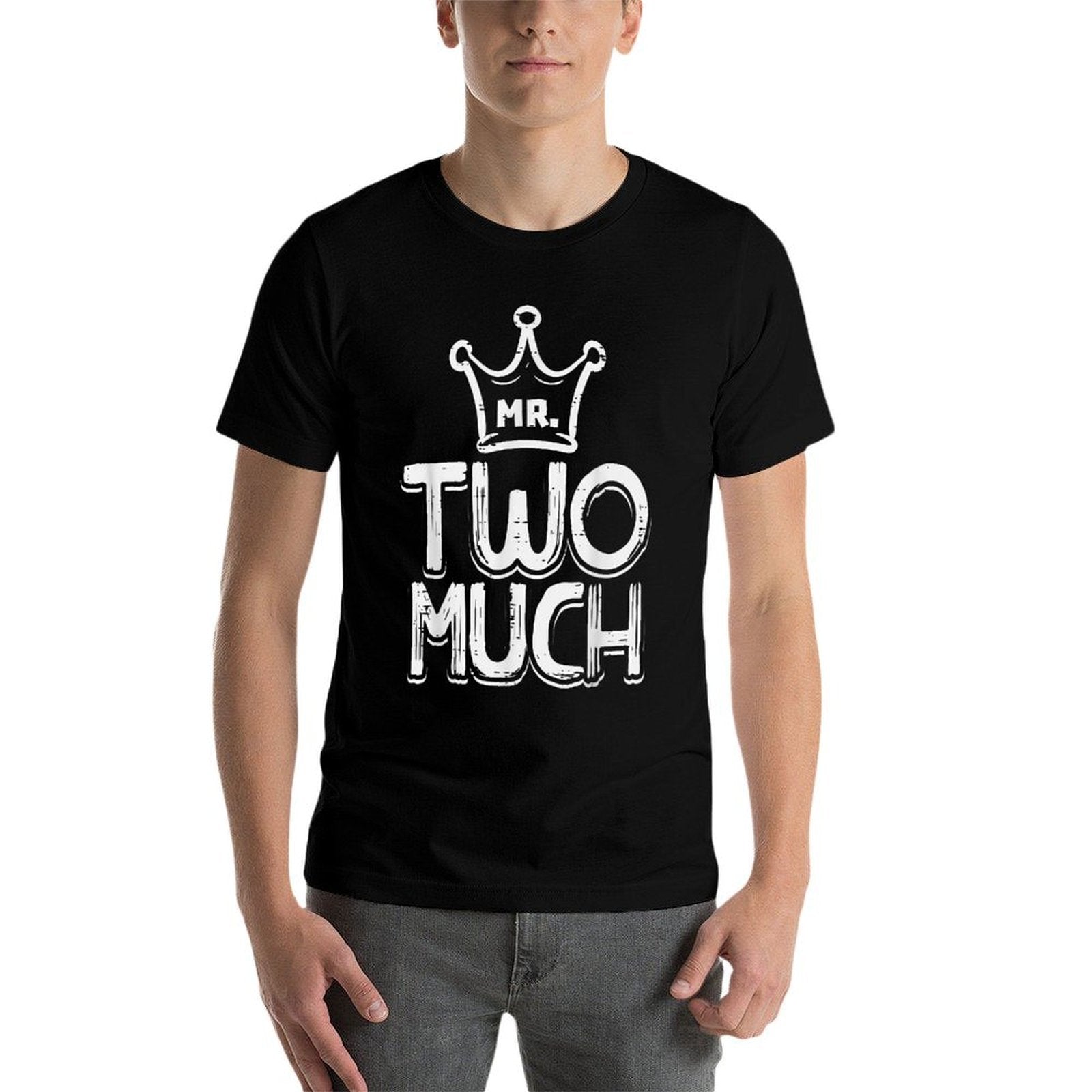 2nd Birthday Mr Two Much Crown 2 Years Old Boys Kids Toddler  Oversized Silhouette T-Shirt