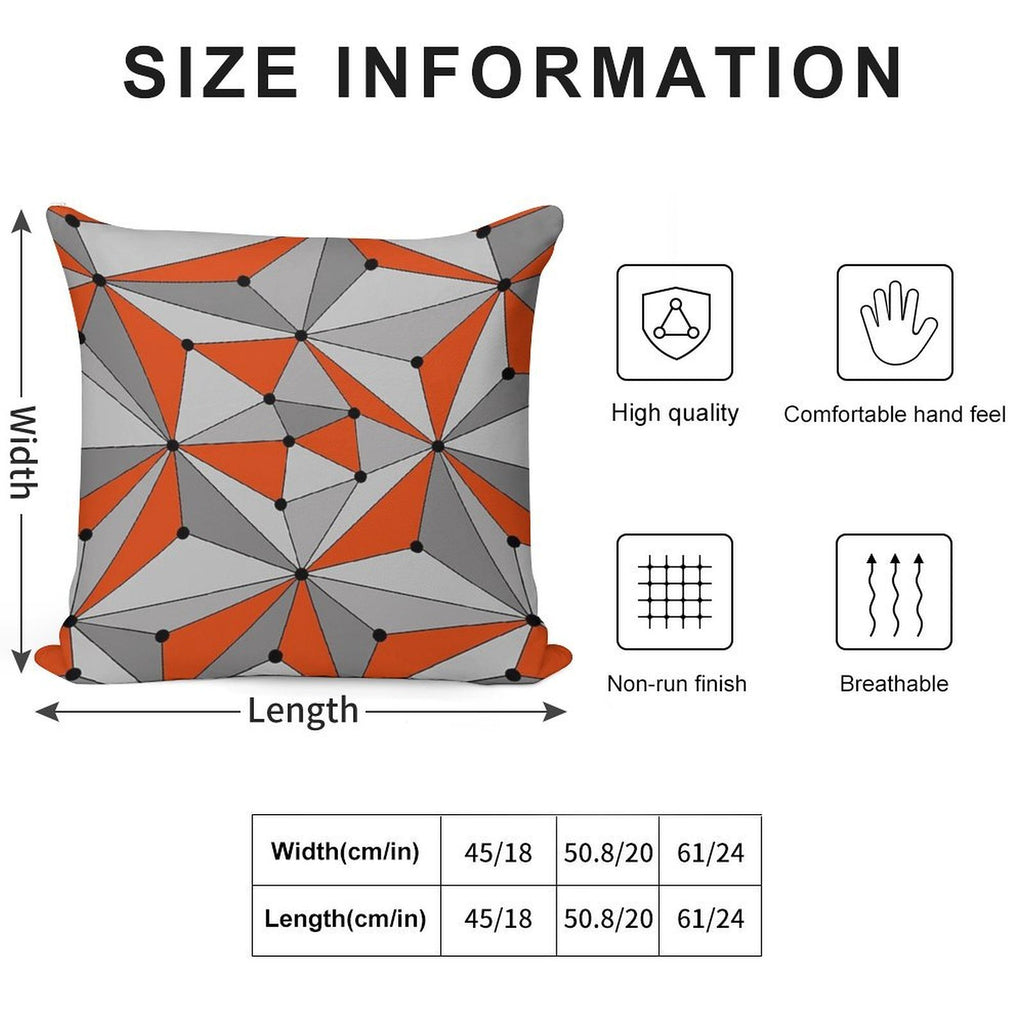 Abstract Geometric Pattern - Orange And Gray. Soft Decorative Cover Throw Pillow