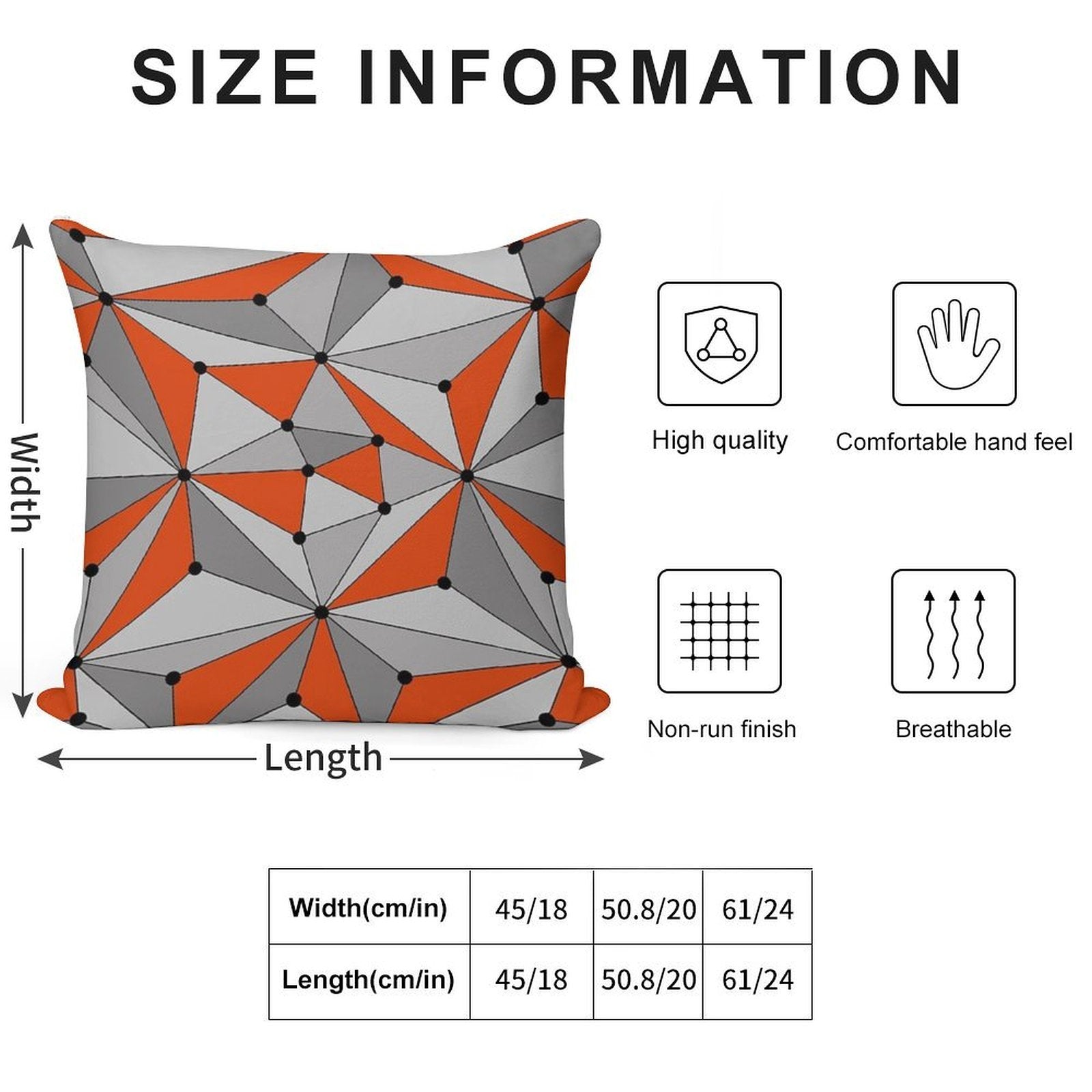 Abstract Geometric Pattern - Orange And Gray. Soft Decorative Cover Throw Pillow