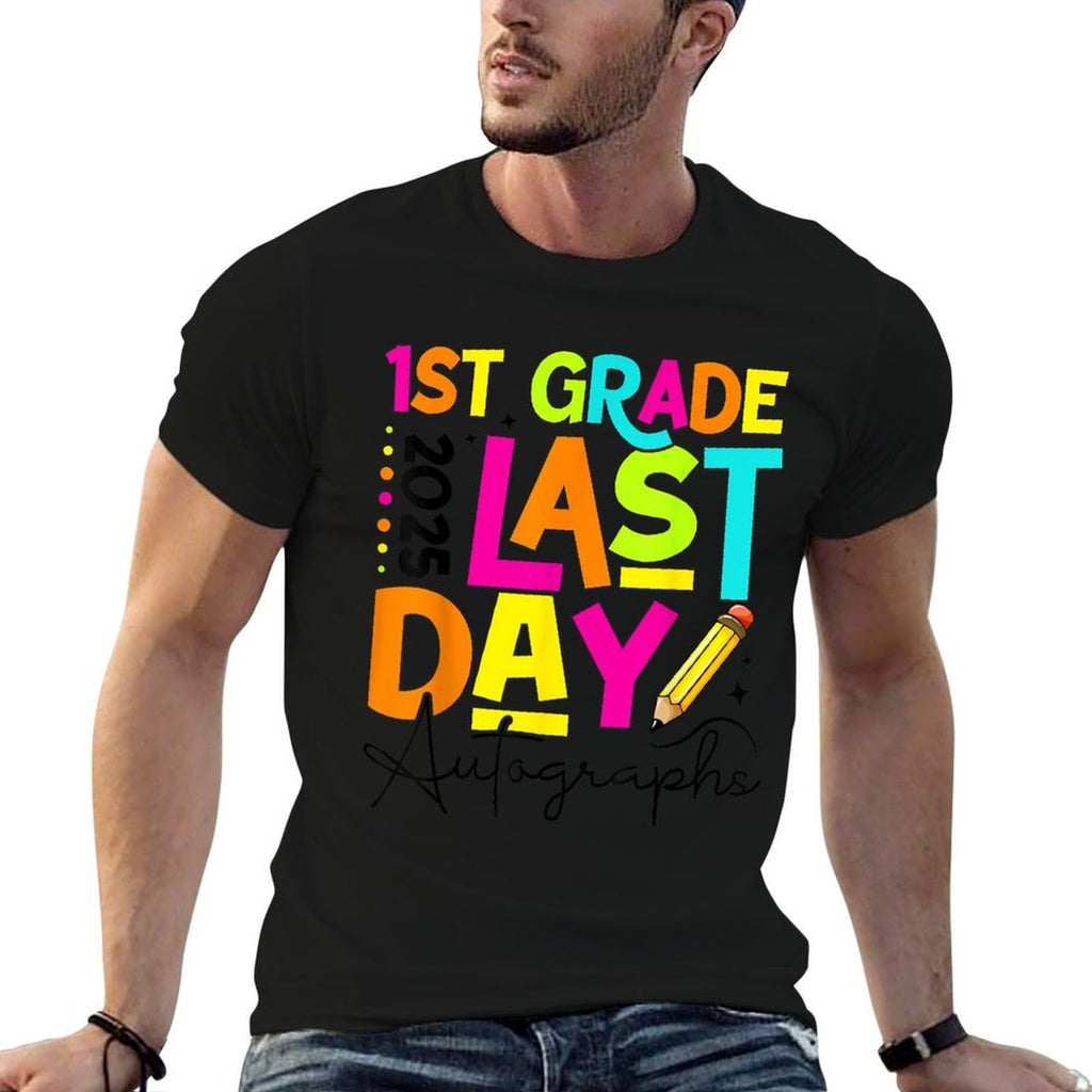 2025 Last Day of School Autograph 1st Grade Graduation  Soft T-Shirt
