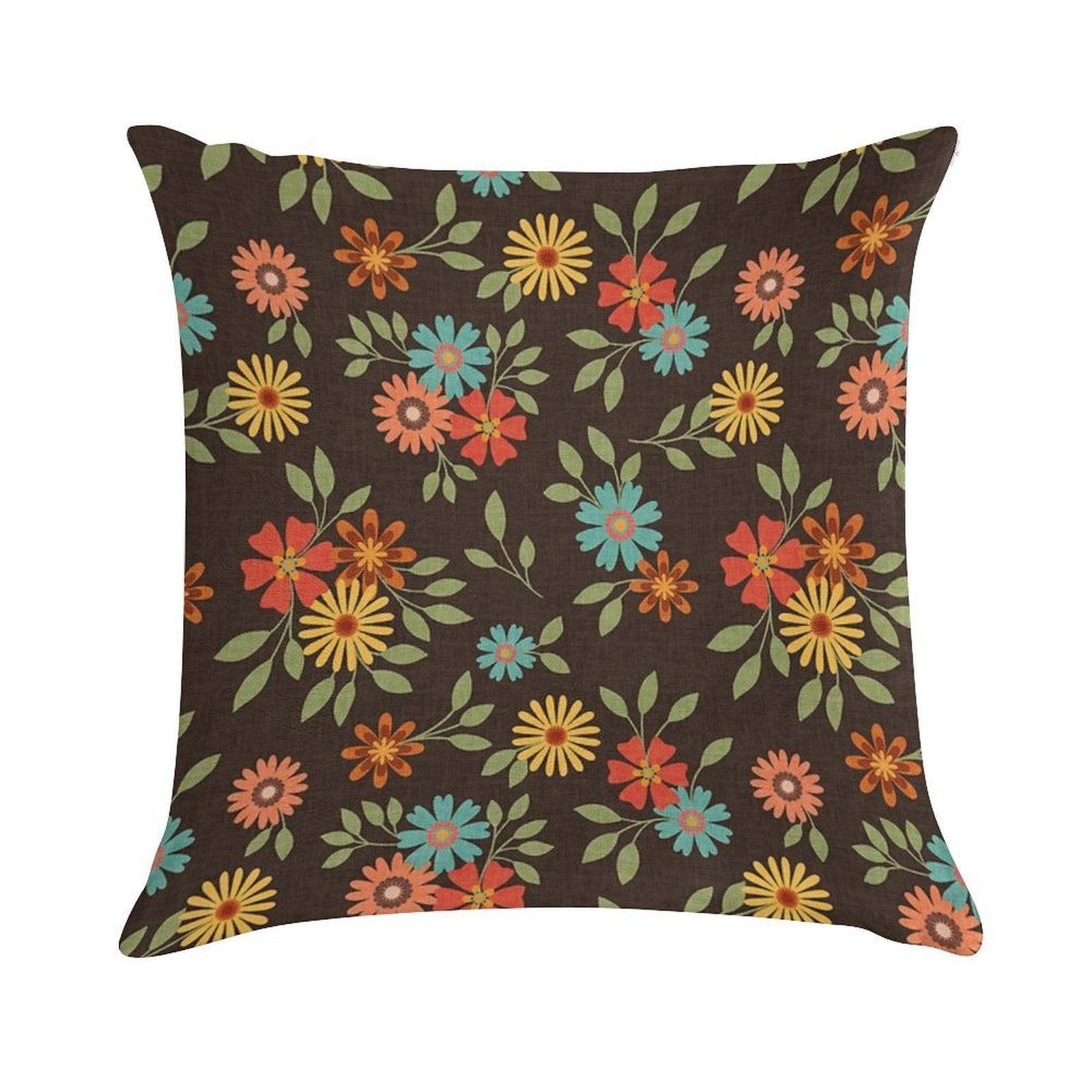 70s Retro Floral Clusters With A Woven Textured Background Soft Anti-Pilling Throw Pillow