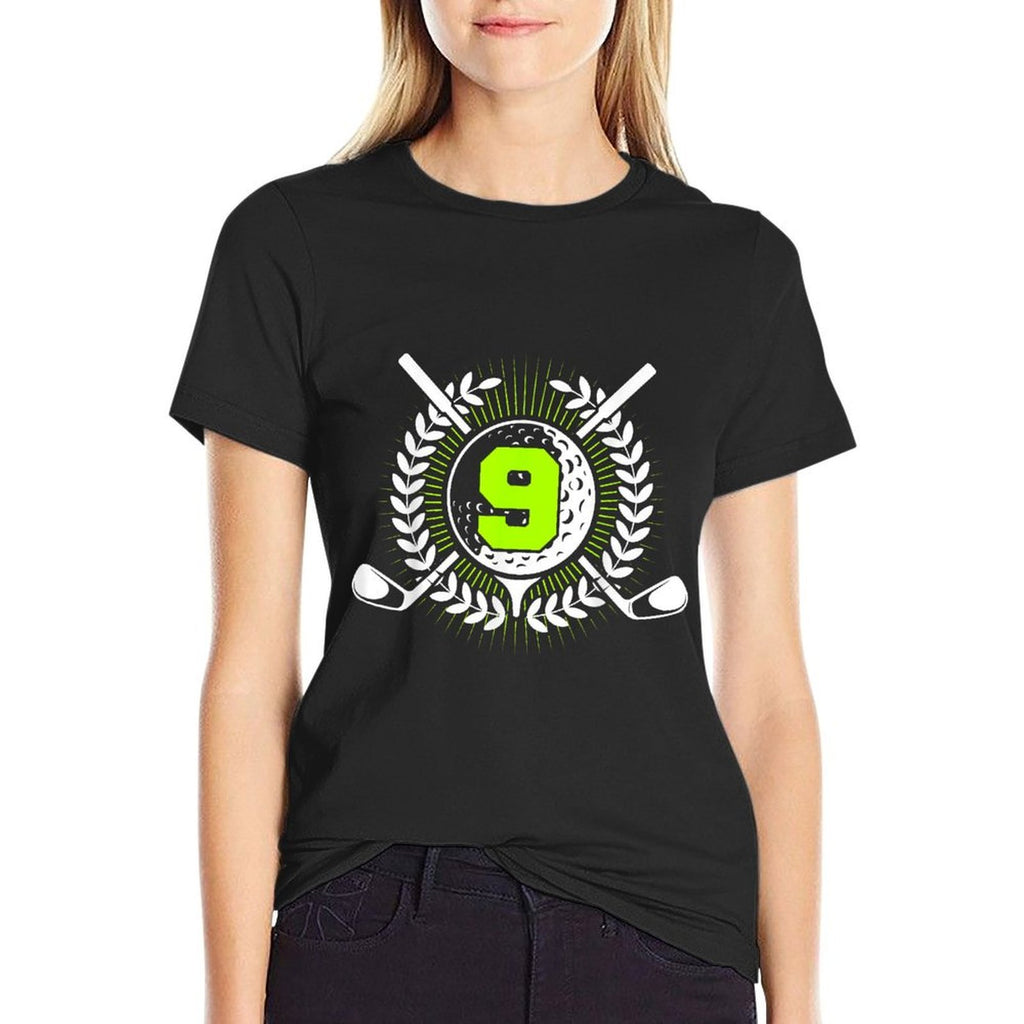 9th Birthday Party Sport Golf 9 Years Old For Kids  Wrinkle-resistant T-Shirt