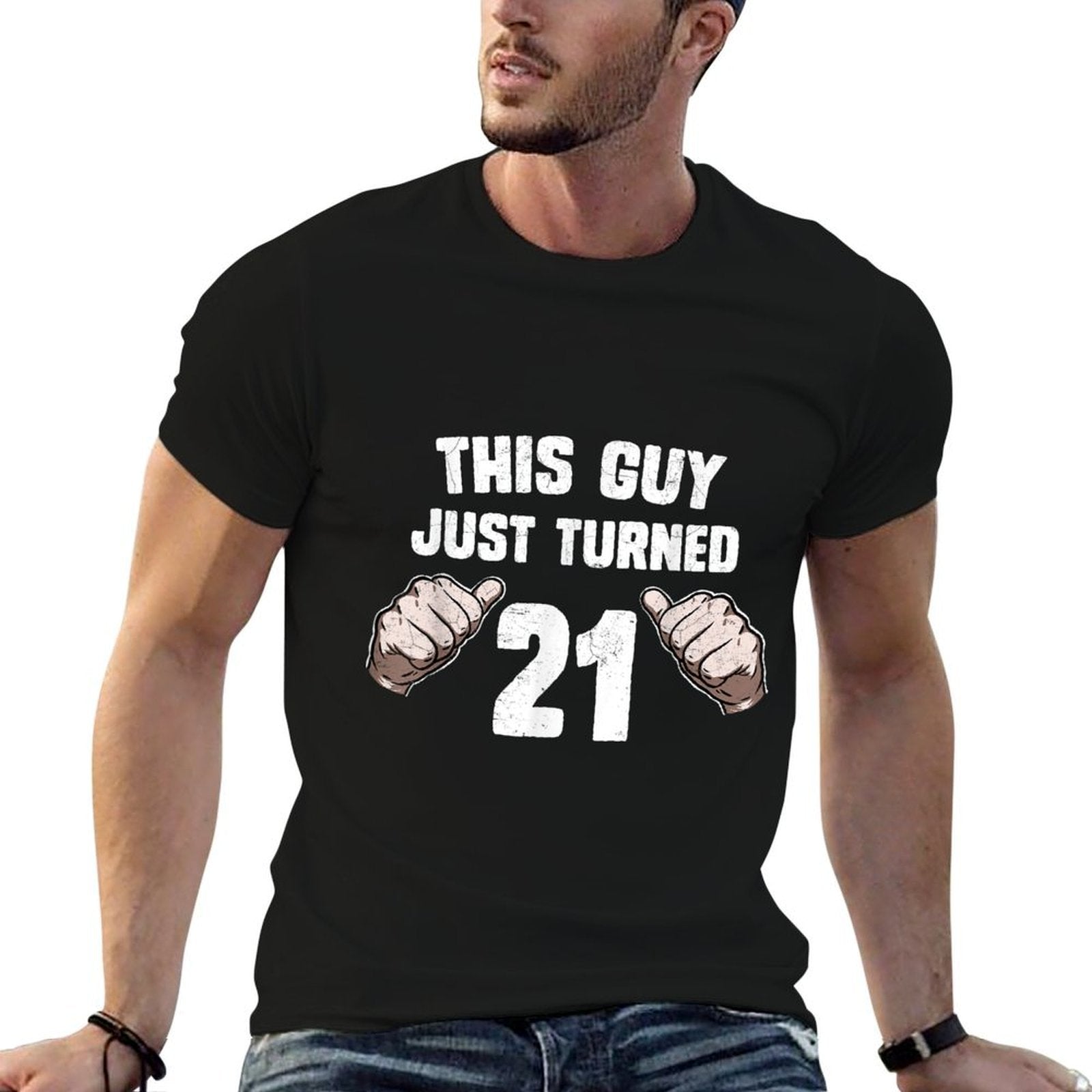 21st Birthday This Guy Thumbs Vintage Bday Gifts  Tagless Design T-Shirt