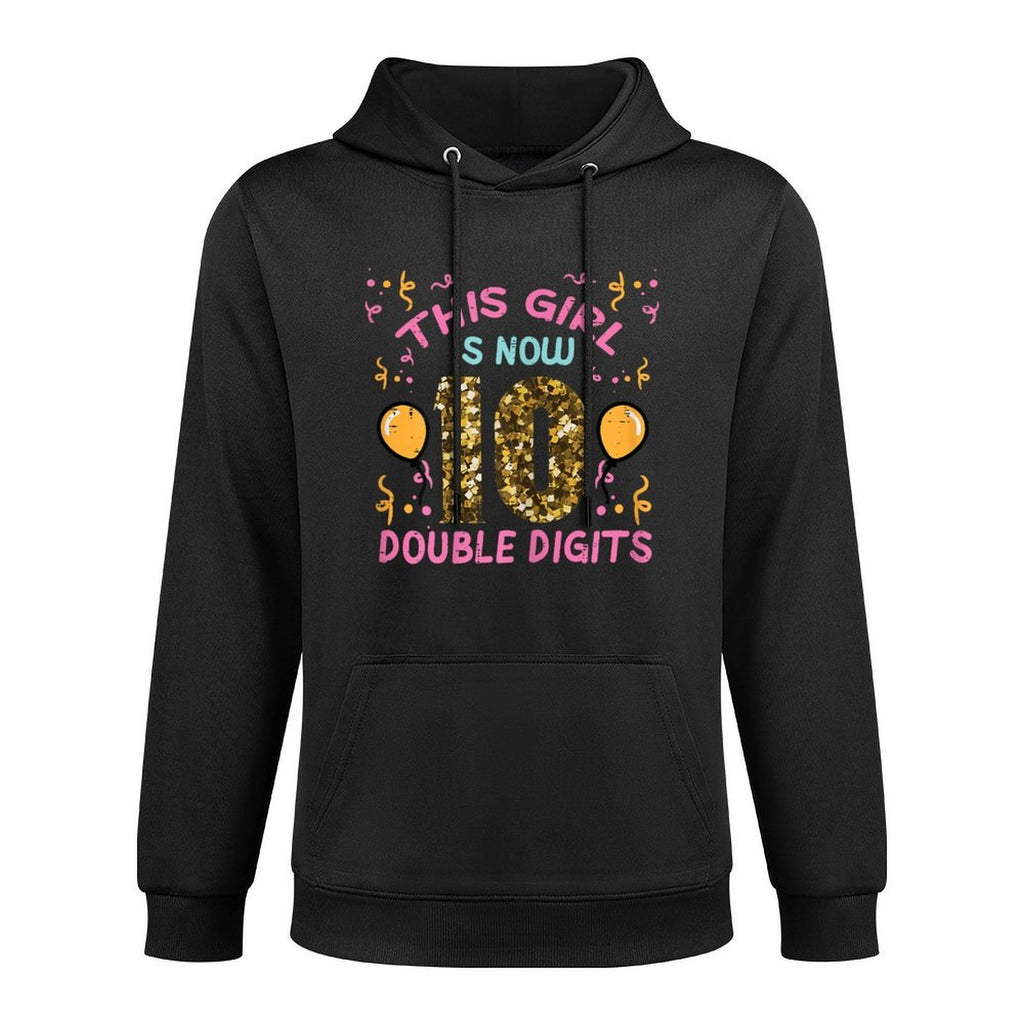 10th Birthday This Girl Now Double Digits 10 Years Old Bday Machine Washable Hoodie