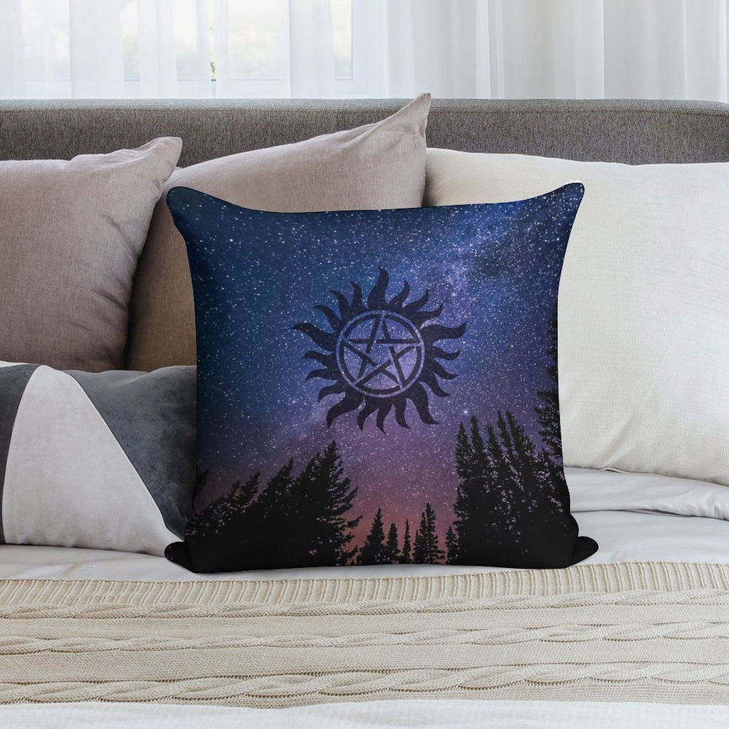 Anti Possession - Forest Starry Night Sky Soft Skin-Friendly Throw Pillow