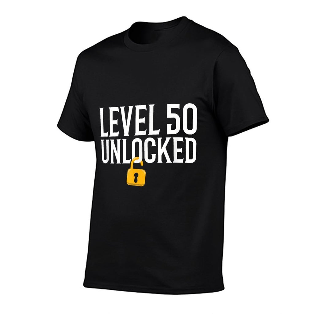 50th Birthday Gift T Funny Level 50 Unlocked  Eco-friendly Material T-Shirt