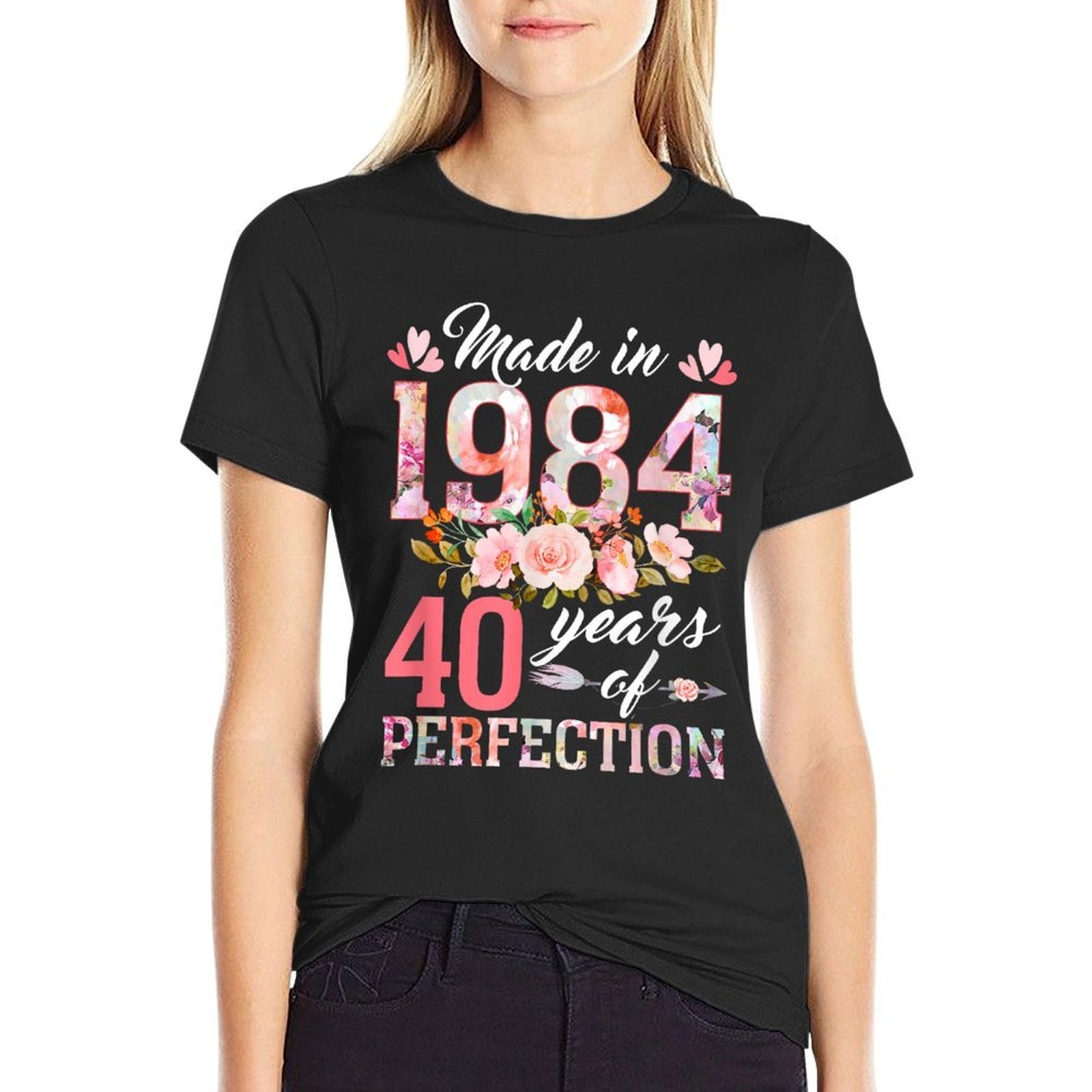 40 Years Old Gifts Women Born In 1984 Floral 40th Birthday  Versatile T-Shirt