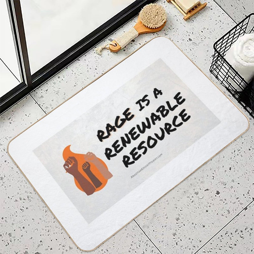Rage Is A Renewable Resource – Flame And Fists Logo – Light Background Horizontal  Versatile Bath Mat